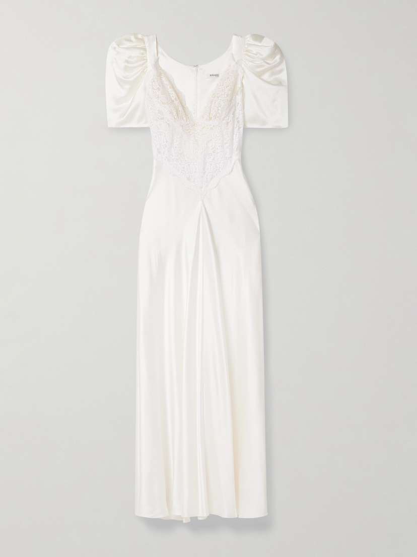 Rodarte Lace-trimmed Silk-satin Gown