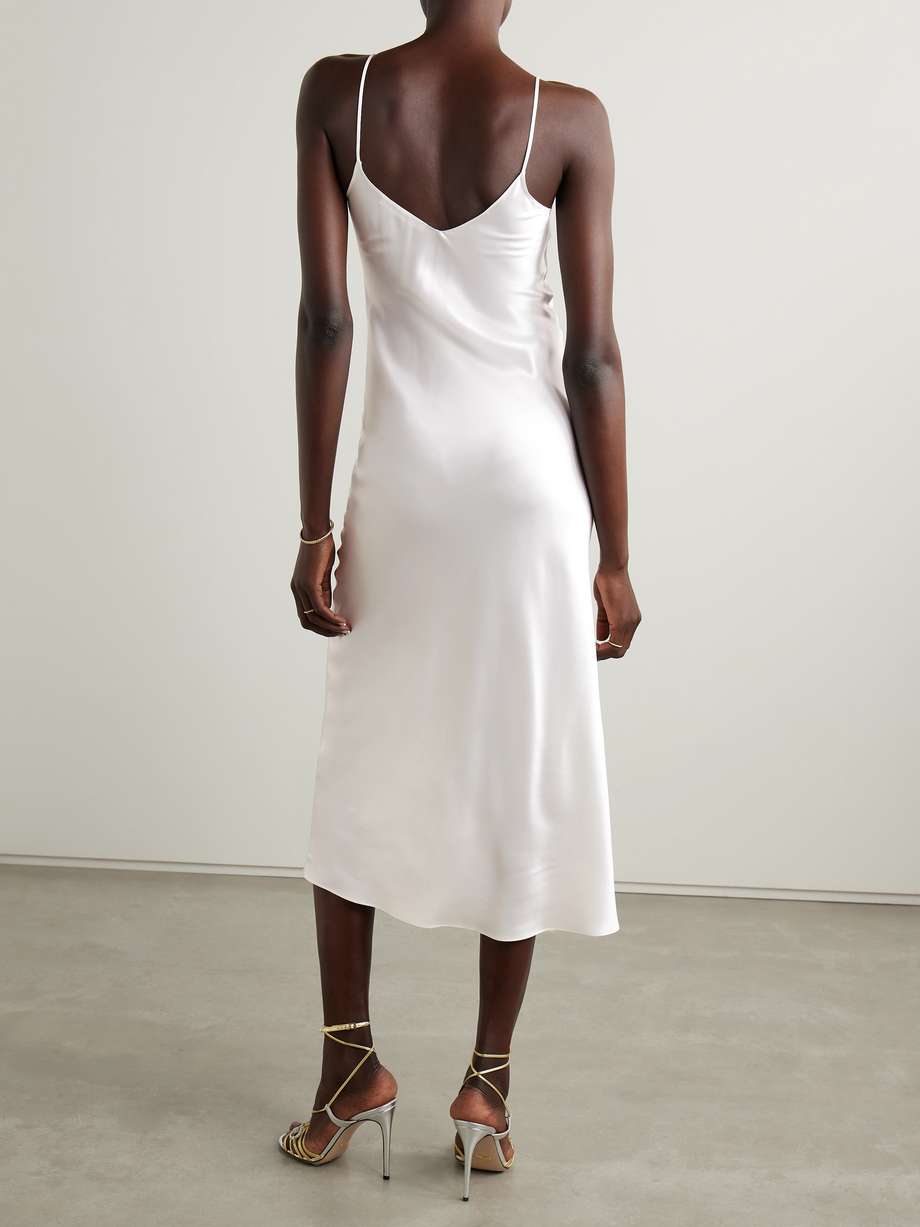 embellished silk-satin midi dress