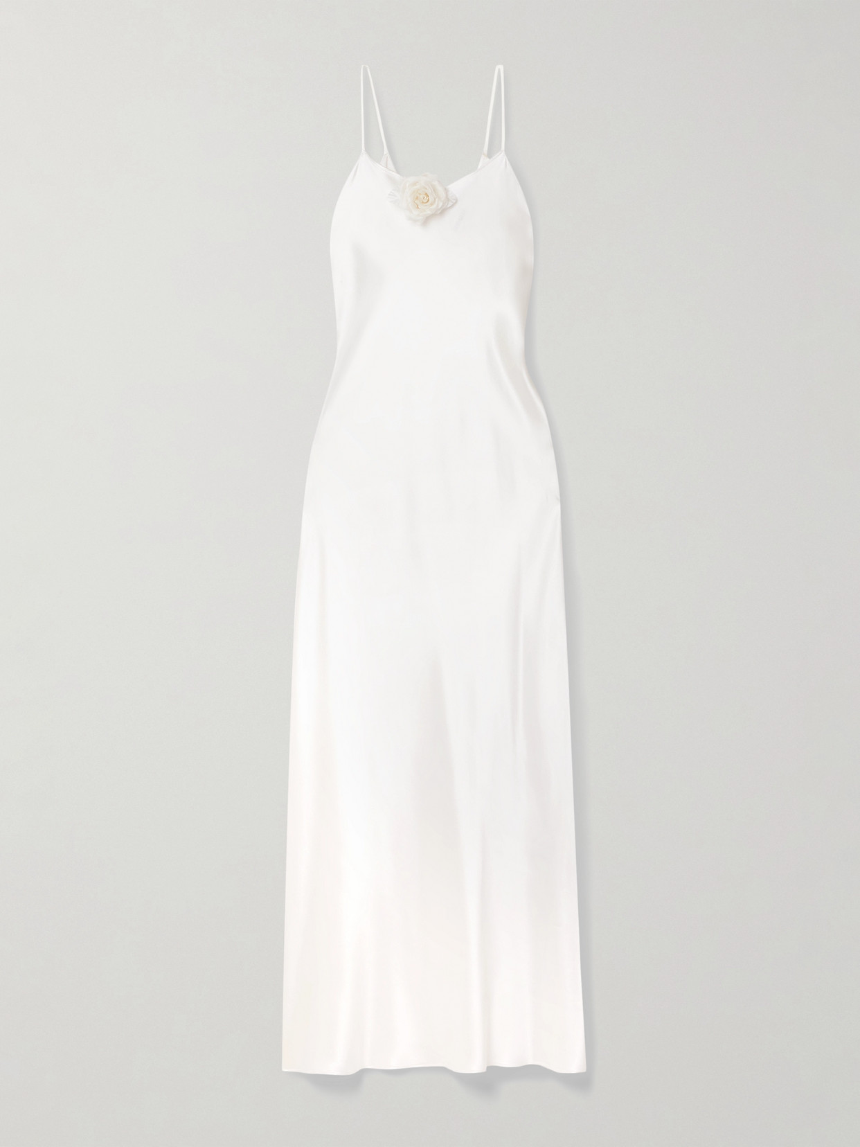 Rodarte Embellished Silk-satin Midi Dress In Off-white