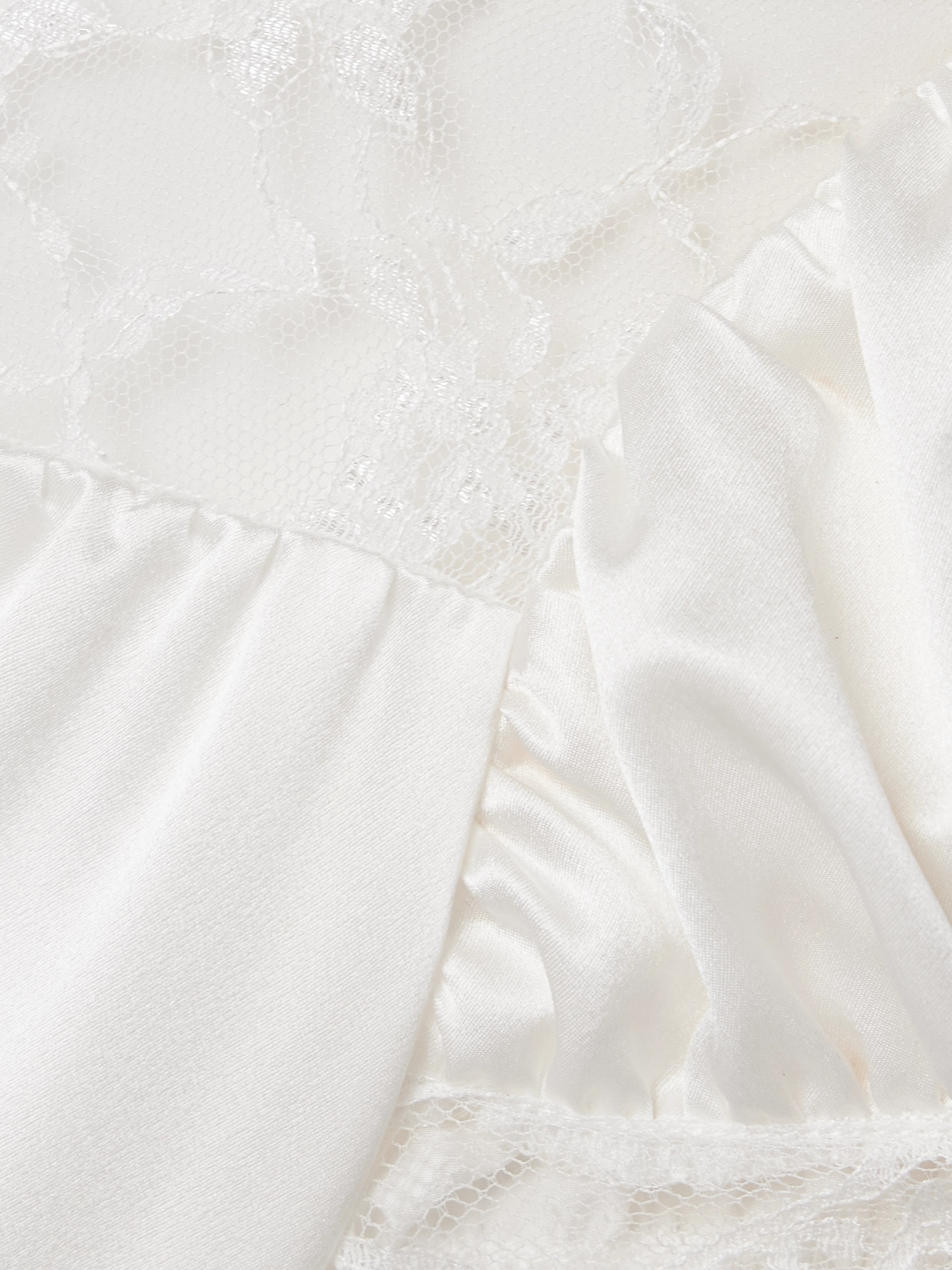 Rodarte Lace-trimmed Silk-satin Midi Dress In Off-white
