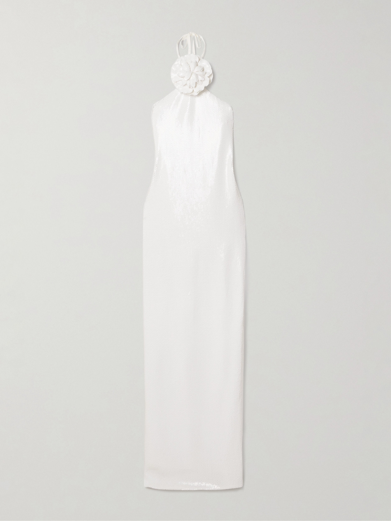 Rodarte Embellished Sequined Tulle Halterneck Gown In White