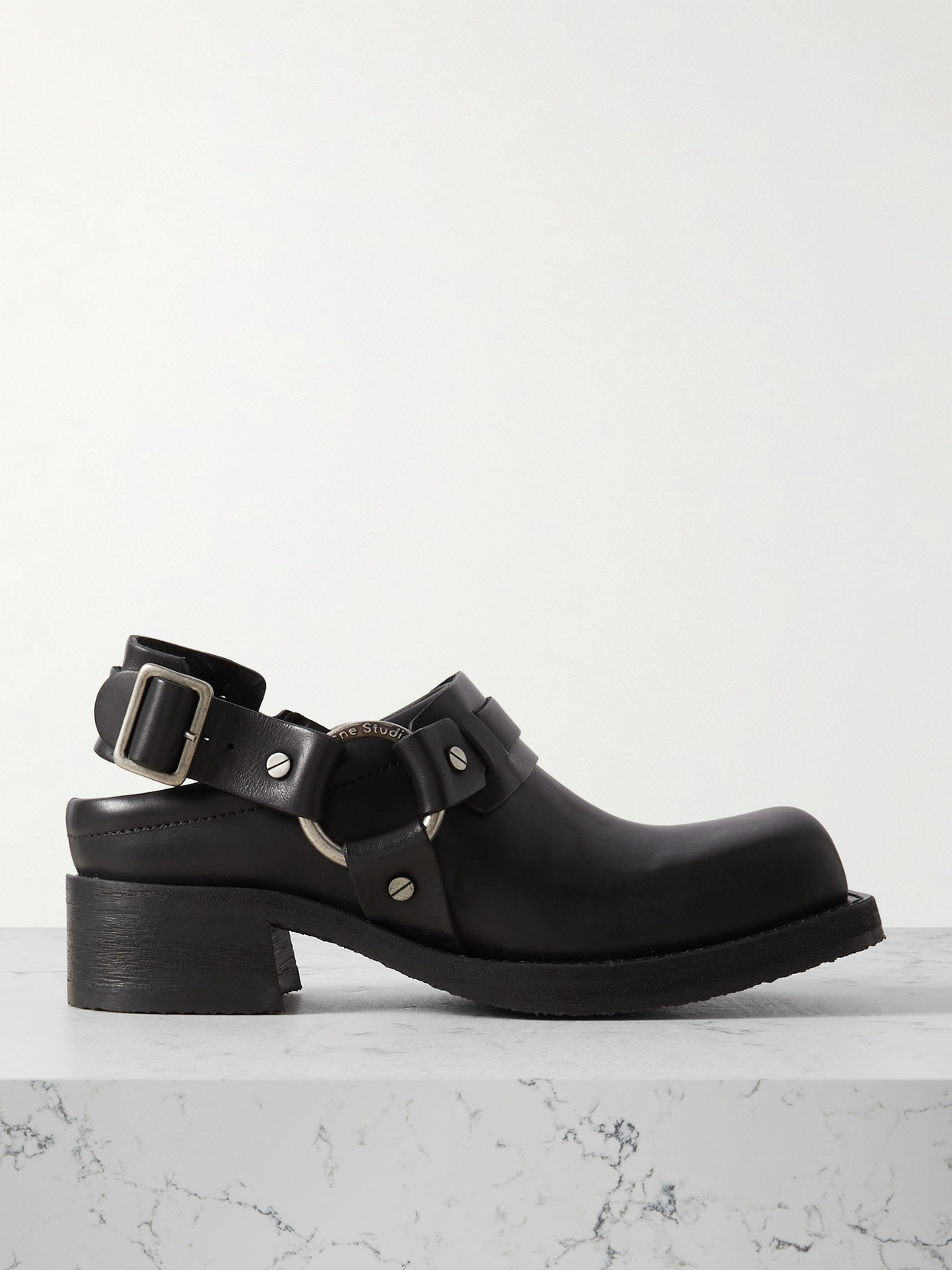 Acne Studios Black Buckle Loafers In Black