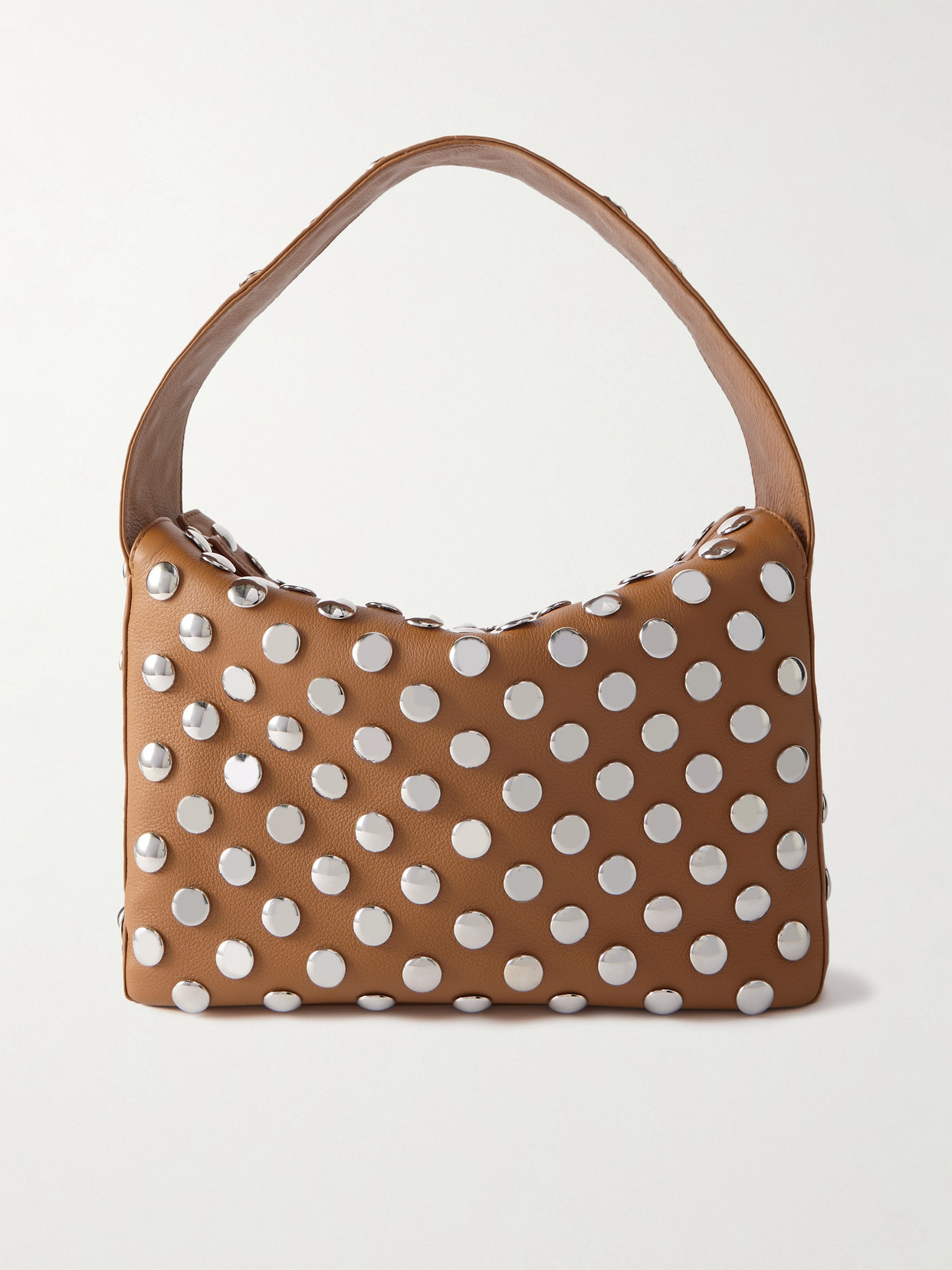 KHAITE - Elena Studded Textured-leather Shoulder Bag - Brown