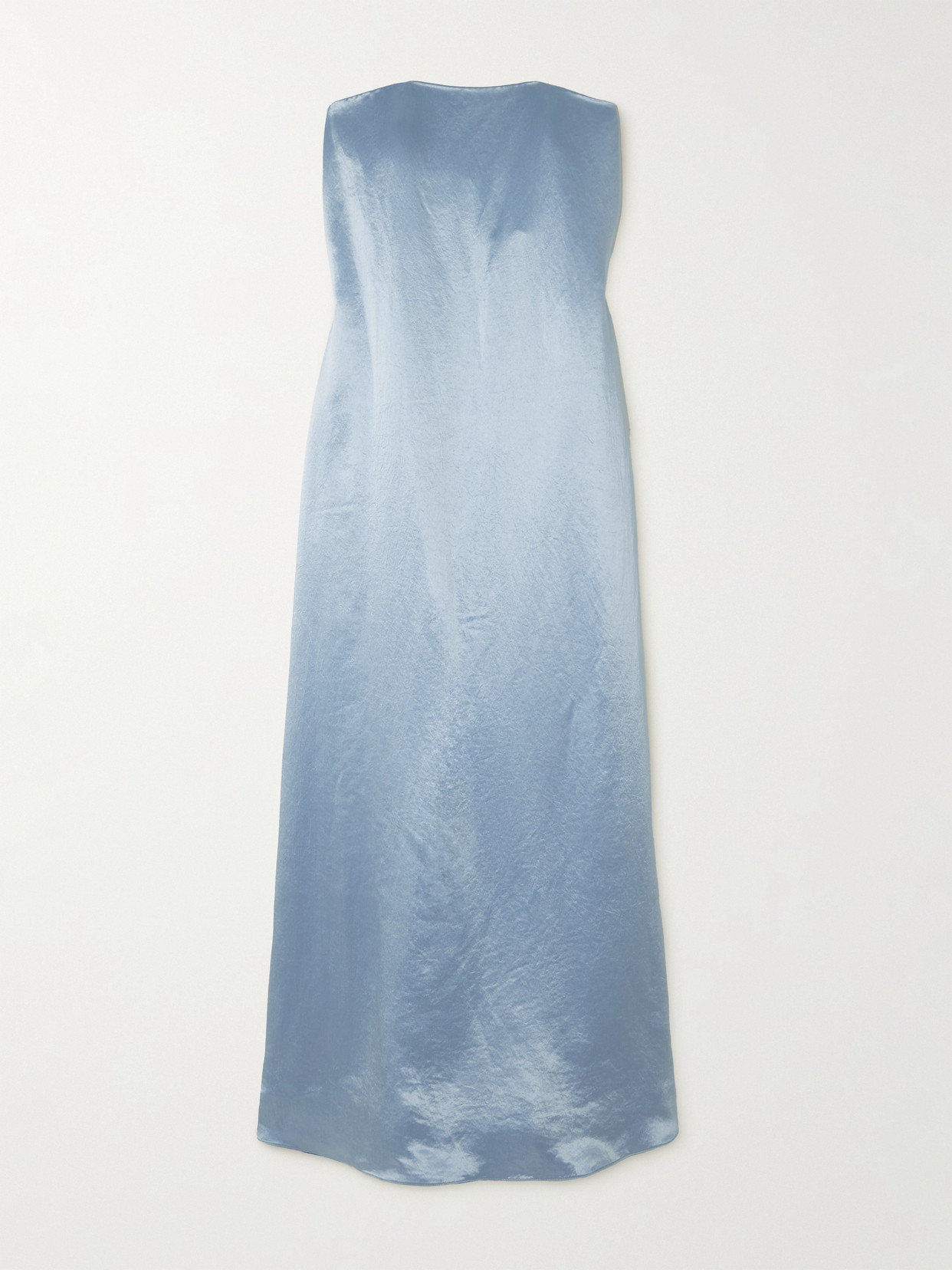 Abadia Diana Strapless Hammered-satin Gown In Blue