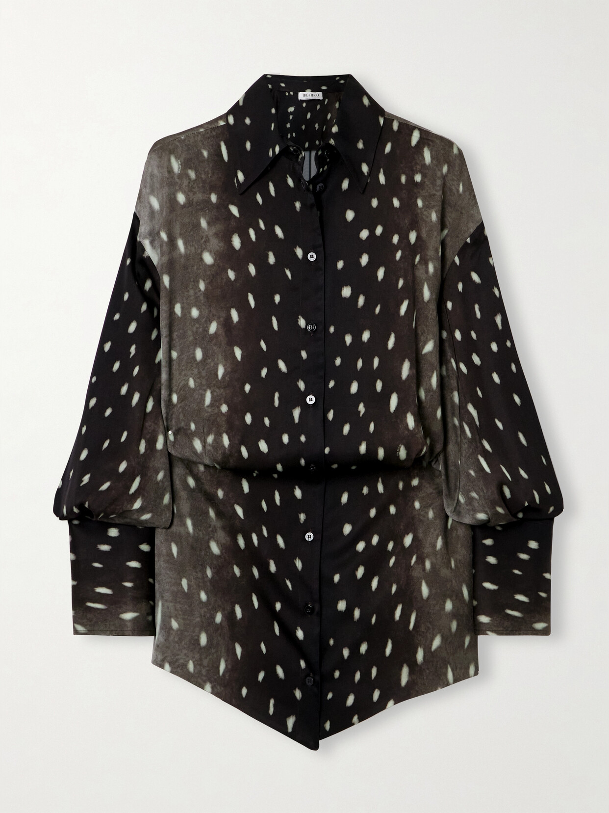 The Attico Silvye Asymmetric Cheetah print Satin twill Mini