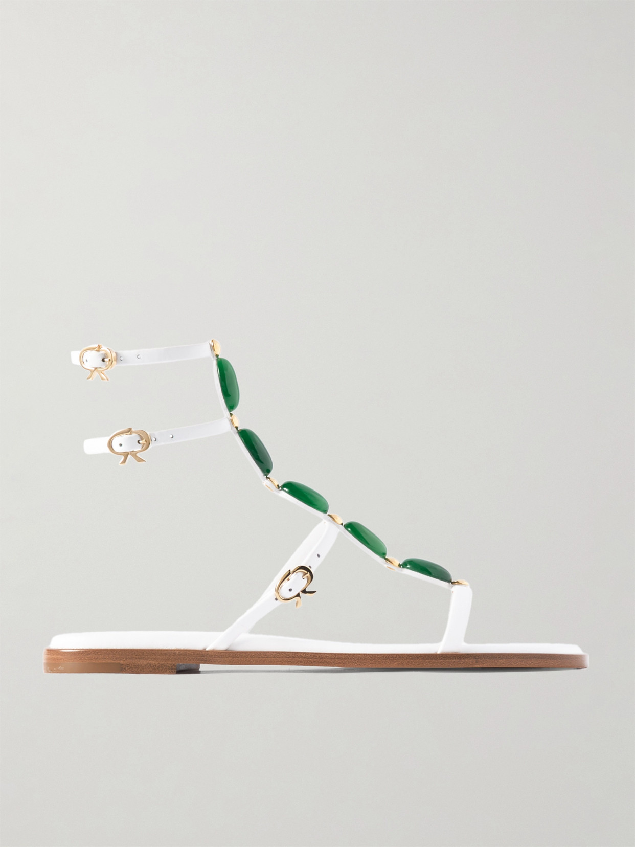 Gianvito Rossi Shanti Embellished Leather Sandals In White