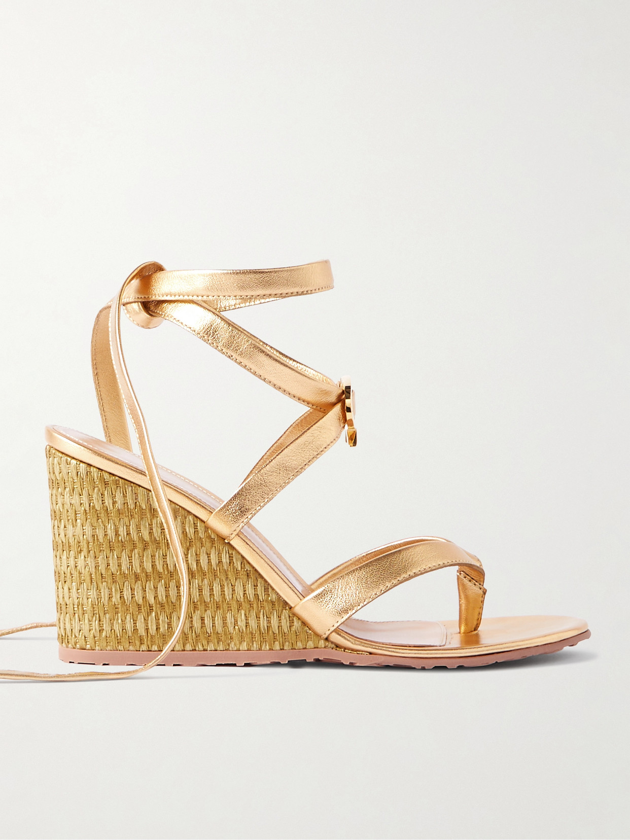 Gianvito Rossi Oleg 85 Leather Wedge Sandals In Gold