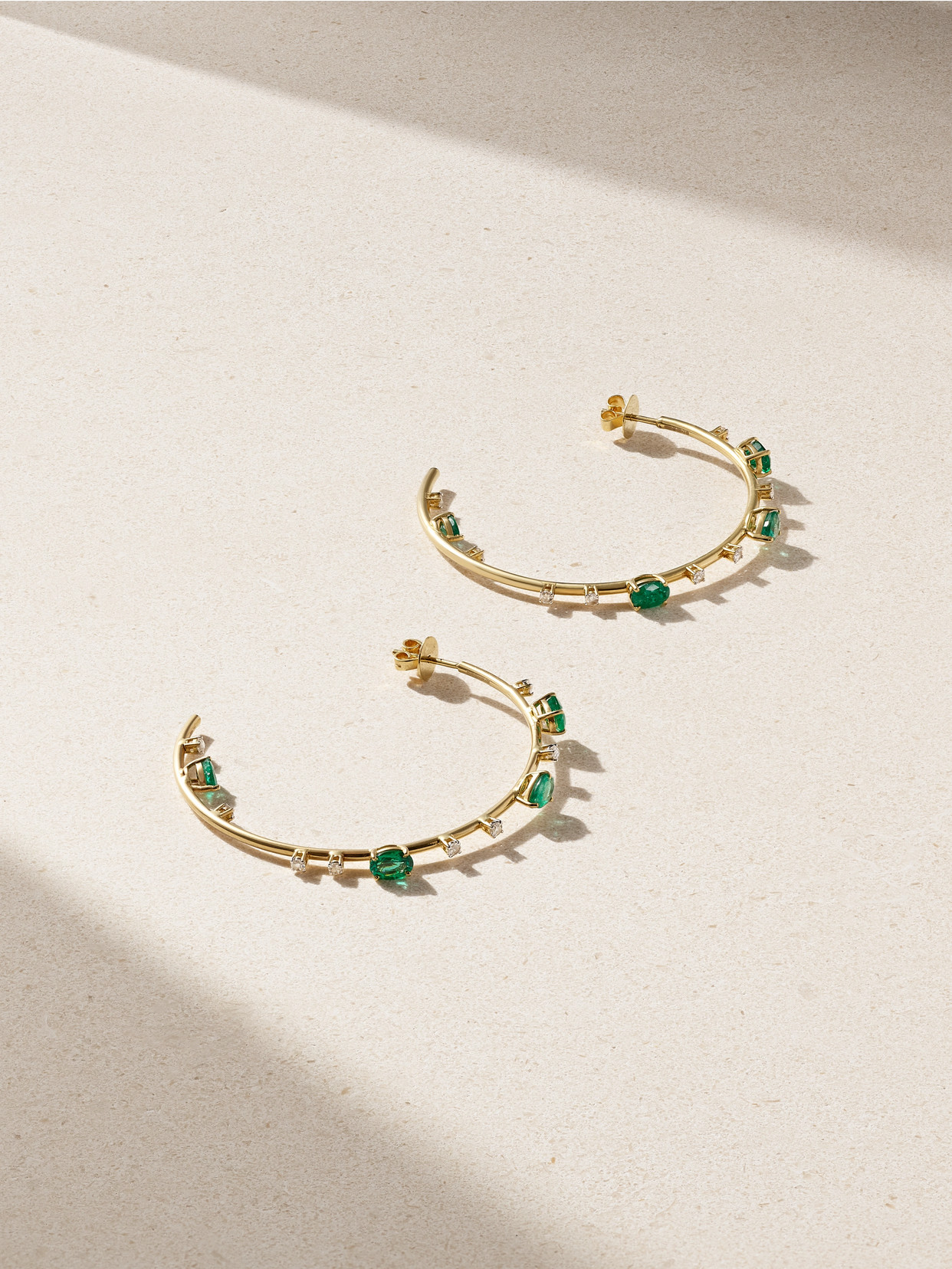 House Of Meraki Electric 18-karat Gold, Diamond And Emerald Hoop Earrings