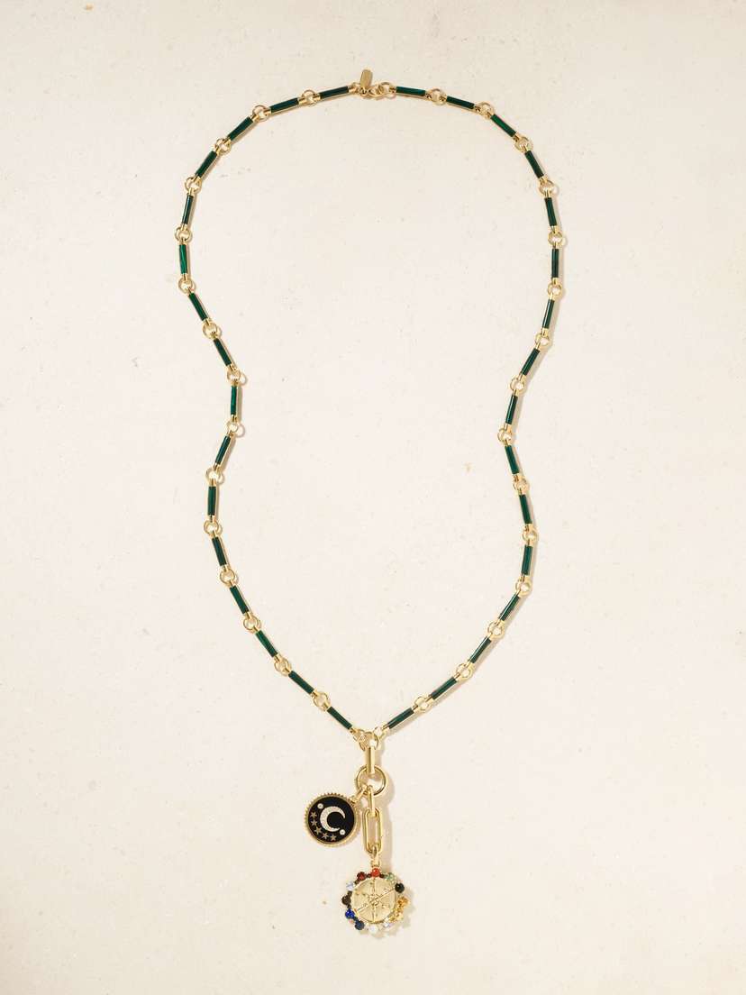 Foundrae 18-karat Gold And Enamel Multi-stone Necklace