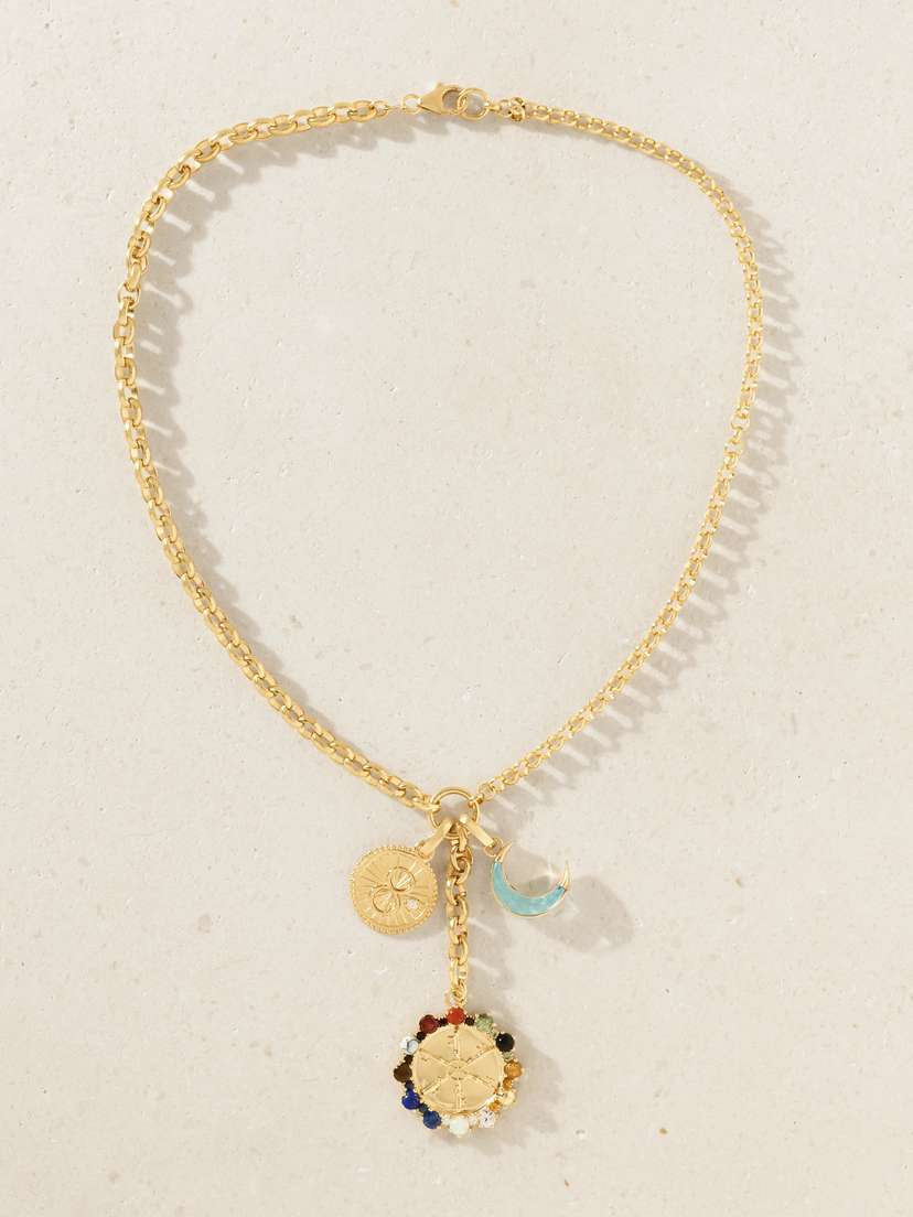 Foundrae Aether 18-karat Gold And Enamel Multi-stone Necklace