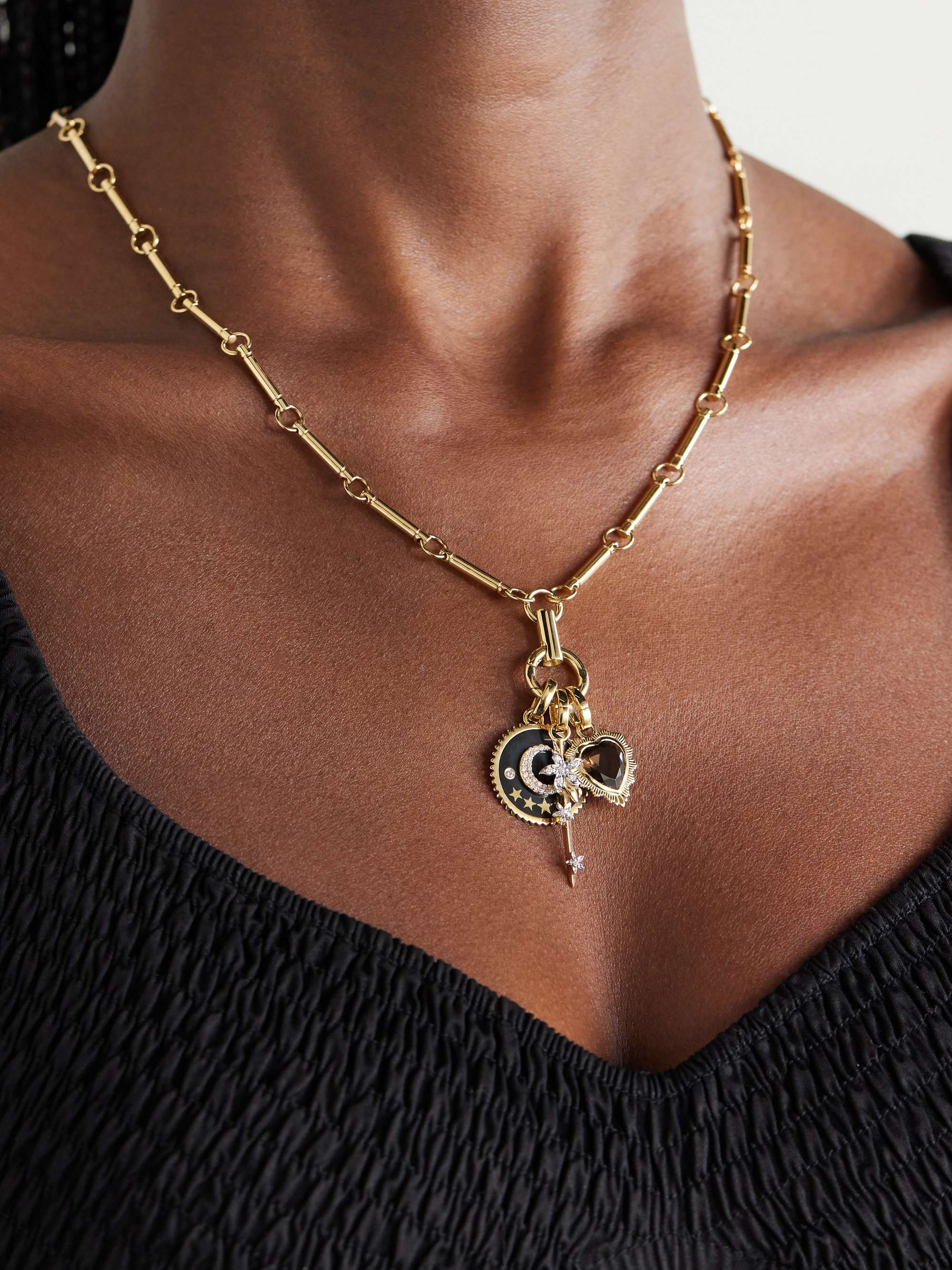 FOUNDRAE 18-karat gold, enamel, diamond and quartz necklace FOUNDRAE 18-karat gold, enamel, diamond and quartz necklace