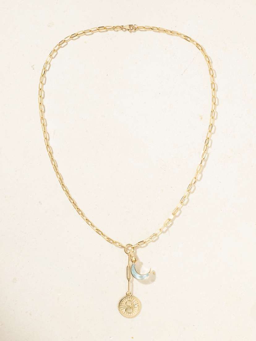 Foundrae Karma Crescent 18-karat , Topaz And Diamond Necklace