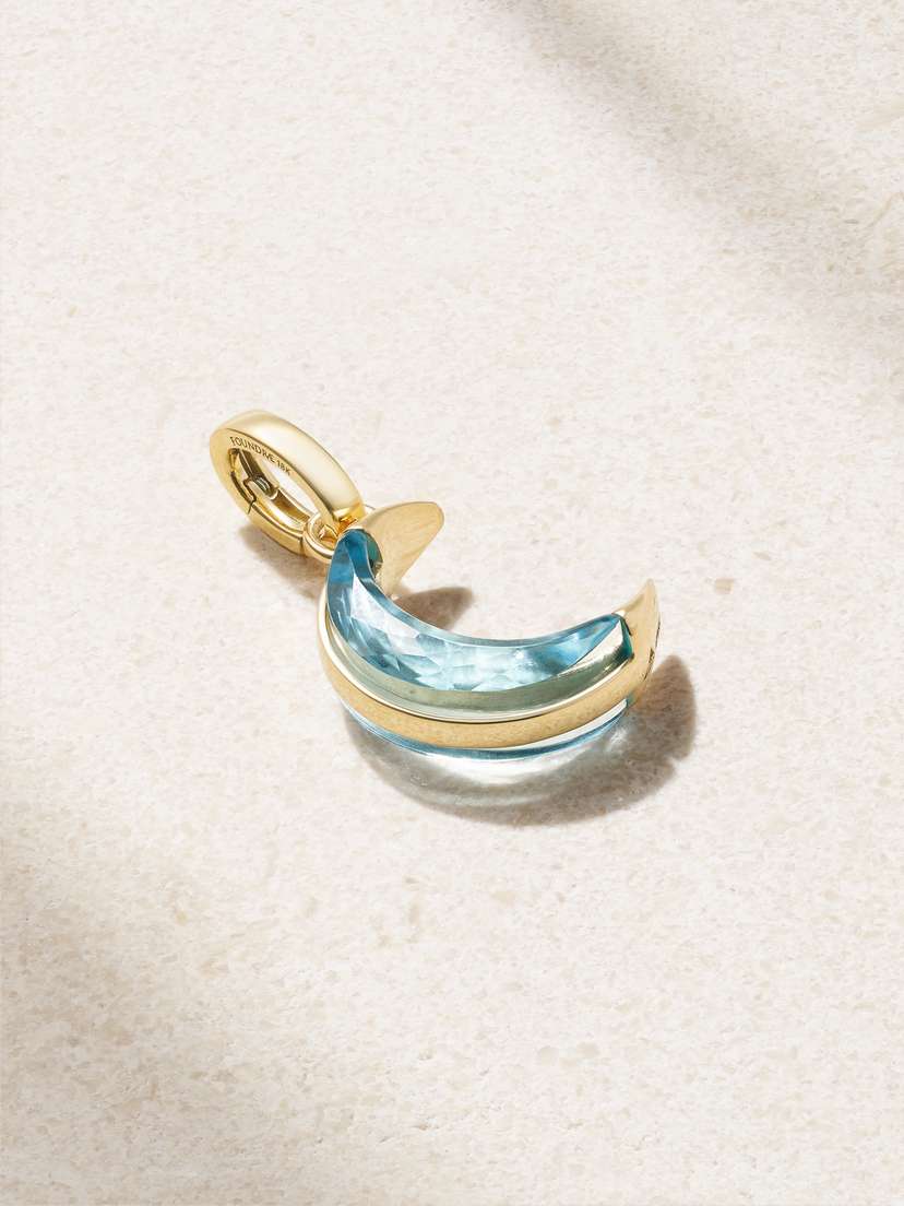 Foundrae Baby Crescent 18-karat Gold Topaz Pendant