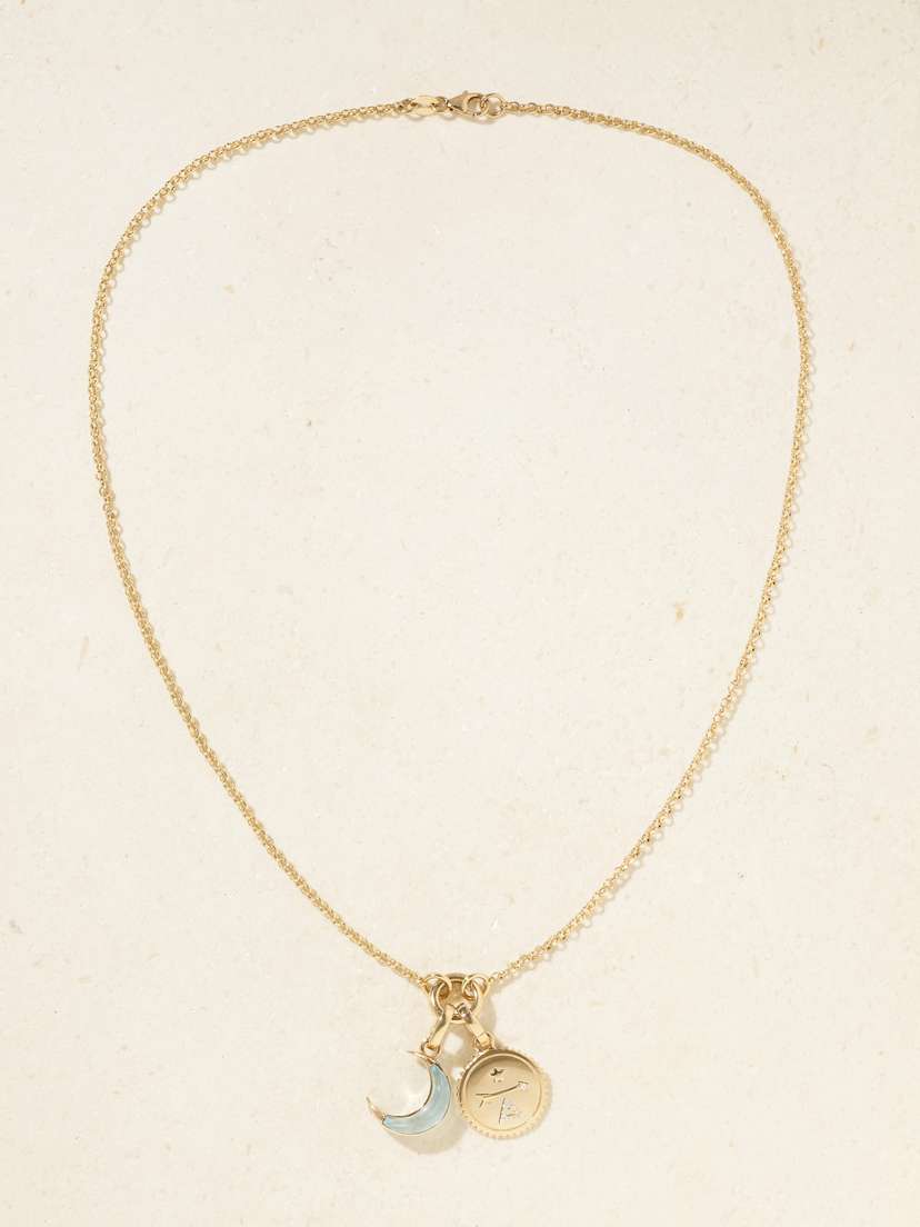 Foundrae Dream Crescent Karma Open Chain 18-karat Gold, Prasiolite And Diamond Necklace