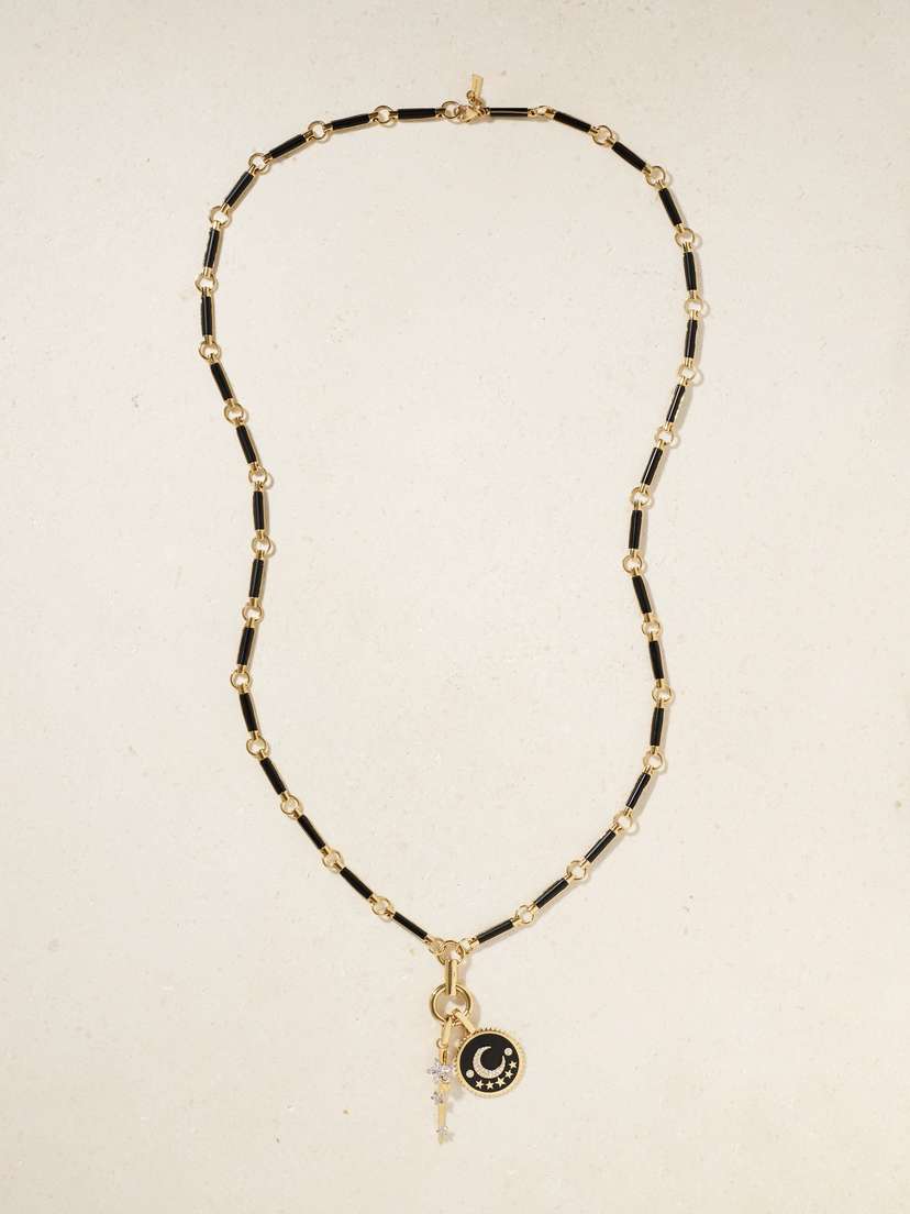 Foundrae 18-karat Gold, Onyx And Diamond Necklace