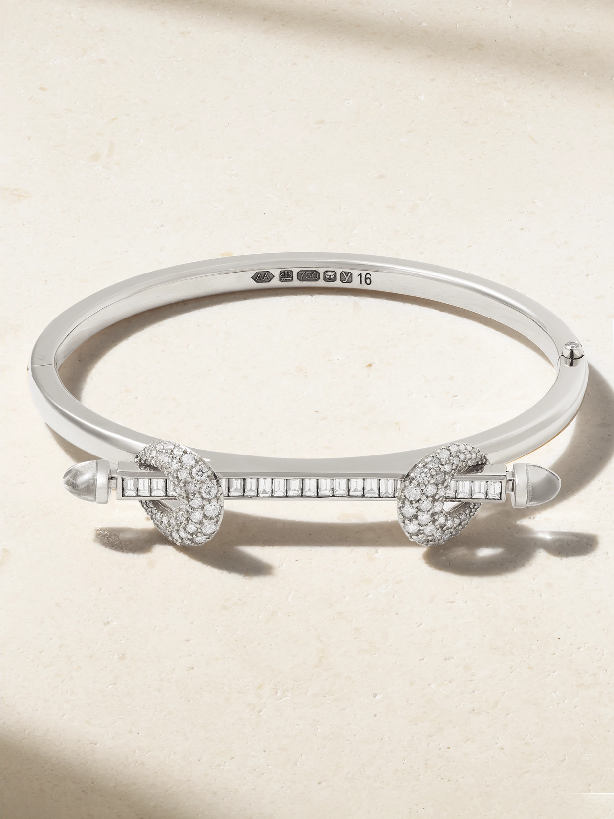 Ananya Chakra Icon 18-karat White Gold, Diamond And Quartz Bangle In Neutral