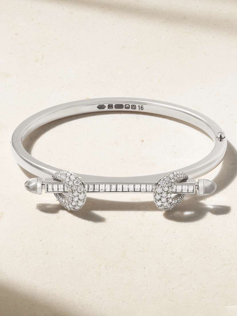 Ananya Chakra Icon 18-karat White Gold, Diamond And Quartz Bangle