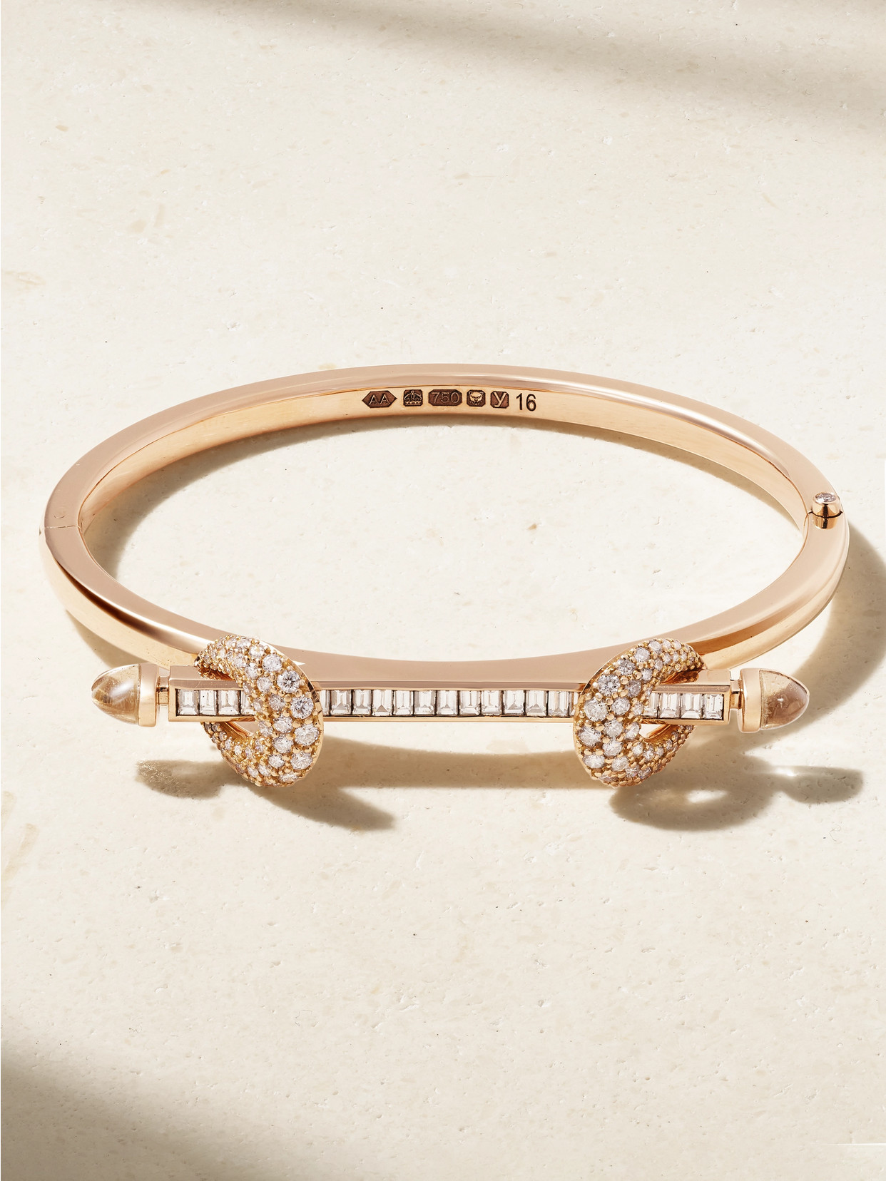 Ananya - Chakra Icon 18-karat Rose Gold, Diamond And Quartz Bangle - 16