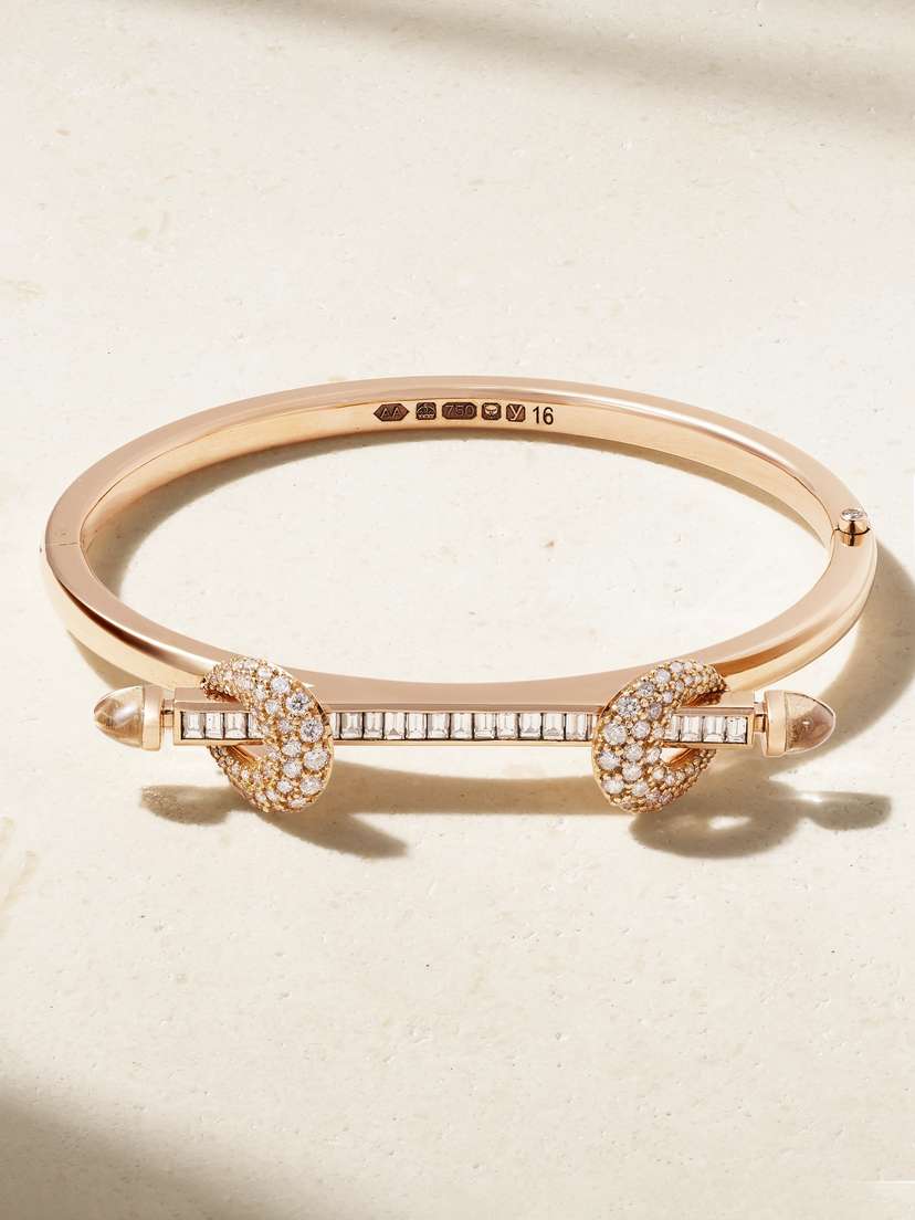 Ananya Chakra Icon 18-karat Rose Gold, Diamond And Quartz Bangle