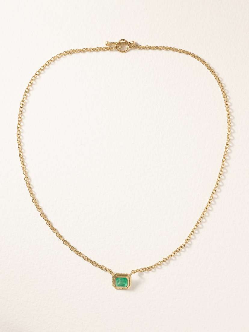 Octavia Elizabeth Seagrape 18-karat Recycled Gold Emerald Necklace