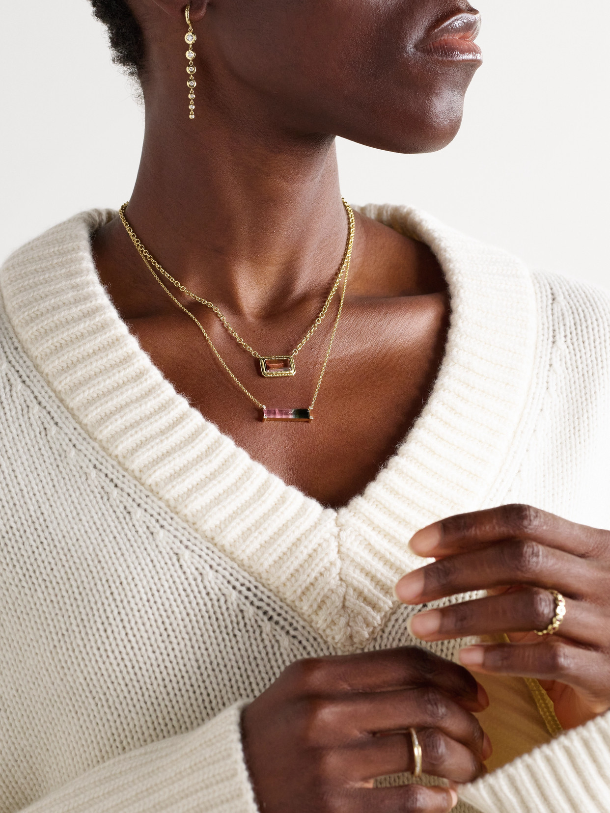 Octavia Elizabeth Elbow Beach 18-karat Recycled Gold Tourmaline Necklace In Pink