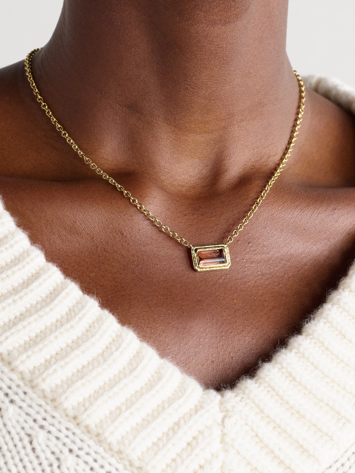 Octavia Elizabeth Elbow Beach 18-karat Recycled Gold Tourmaline Necklace In Pink