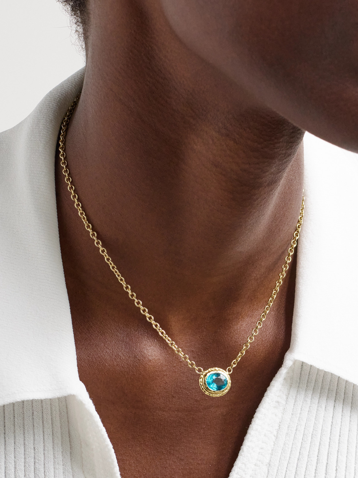Octavia Elizabeth Horseshoe Bay 18-karat Recycled Gold Apatite Necklace In Blue