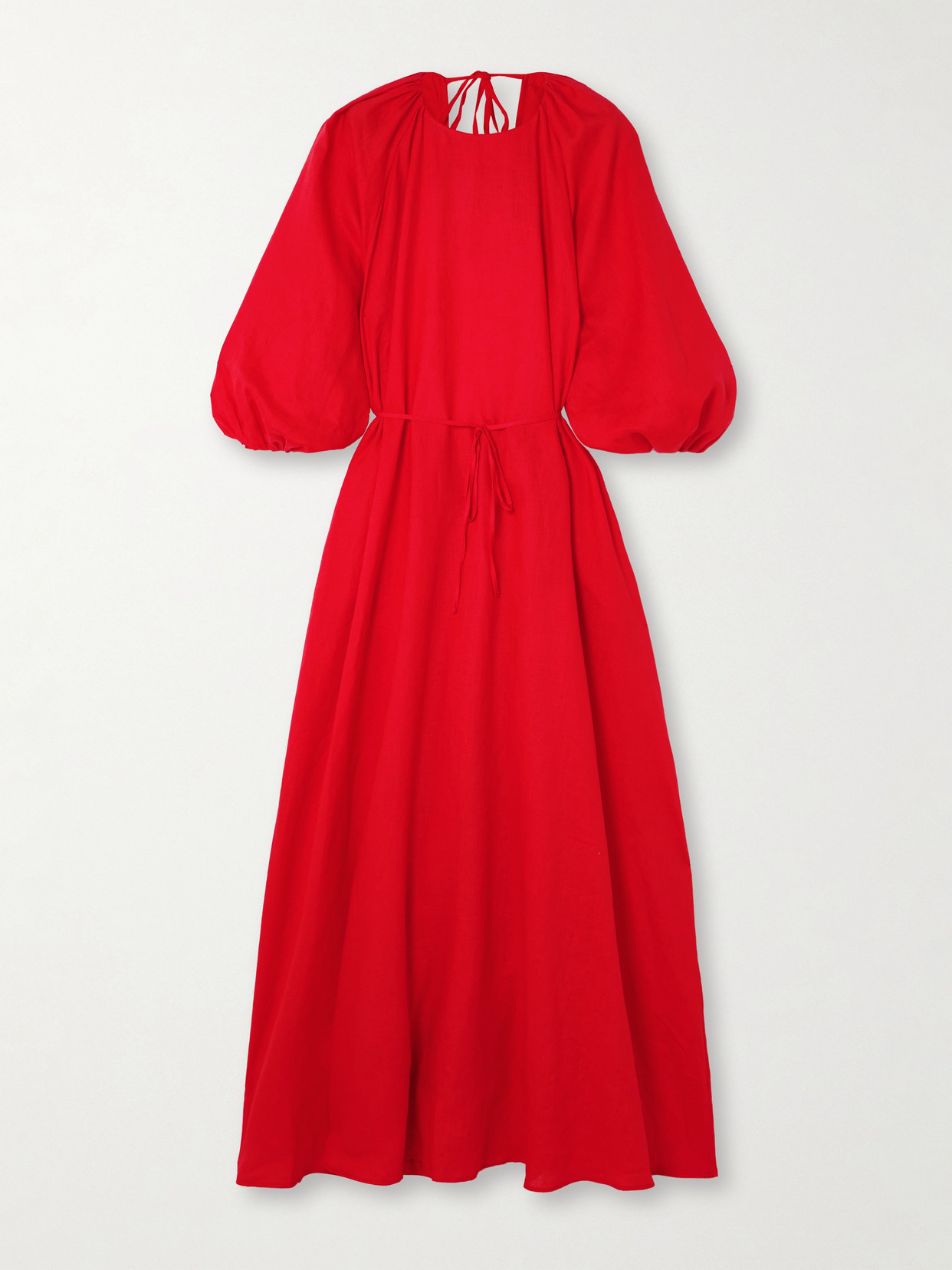 Bernadette Fran Open-back Linen Maxi Dress In Red