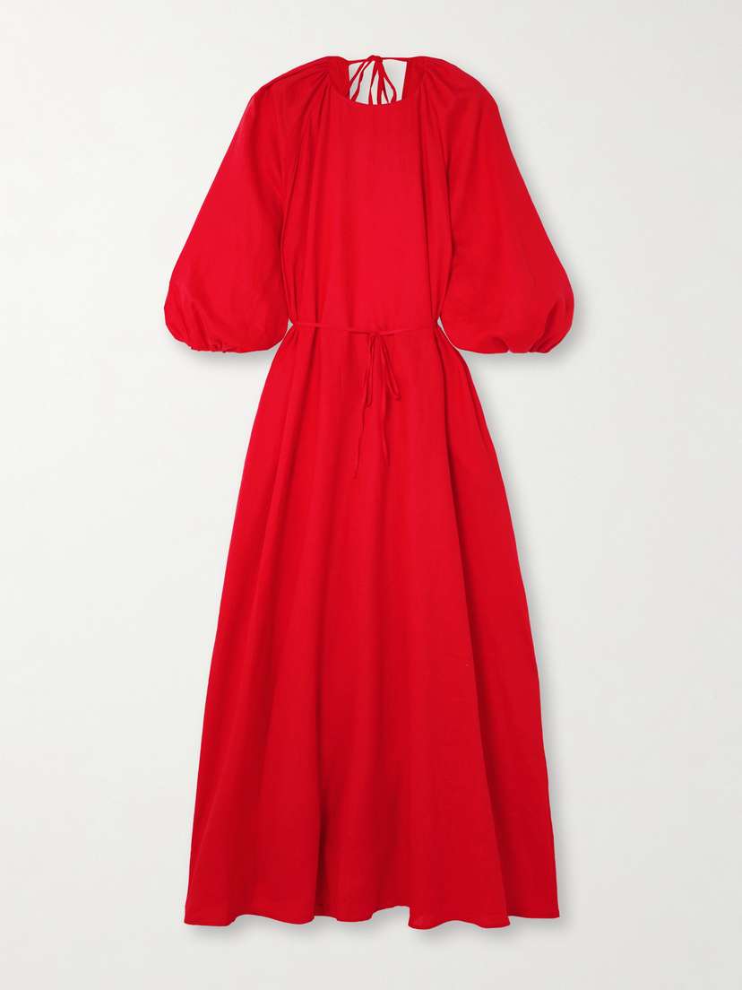 BERNADETTE Fran Open-back Linen Maxi Dress