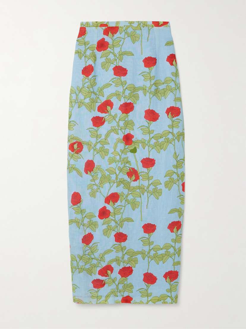 BERNADETTE Norma Floral-print Linen Maxi Skirt