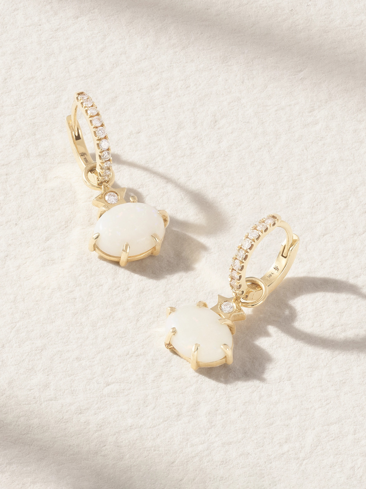 Andrea Fohrman Mini Cosmo 14-karat Gold, Opal And Diamond Earrings