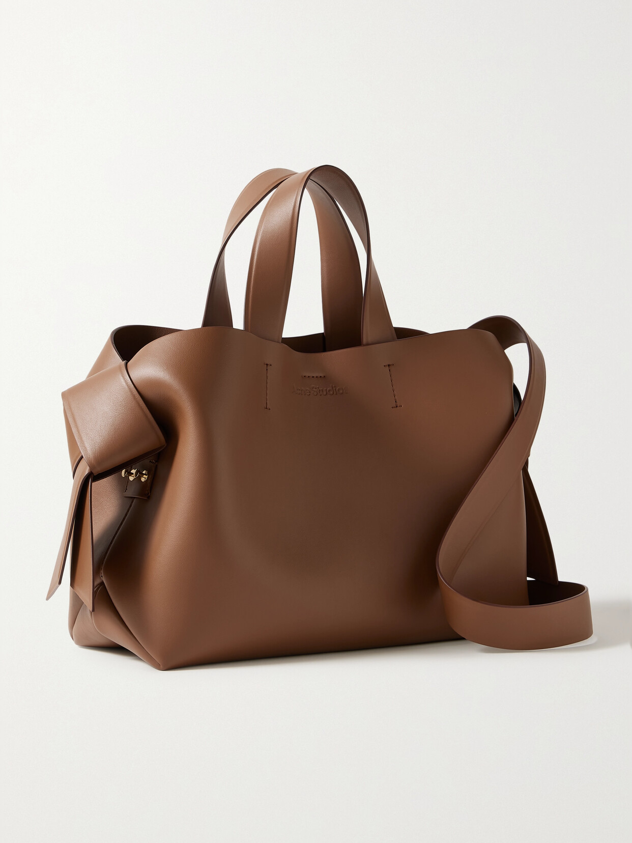 Acne Studios Musubi Knotted Leather Shoulder Bag In Brown