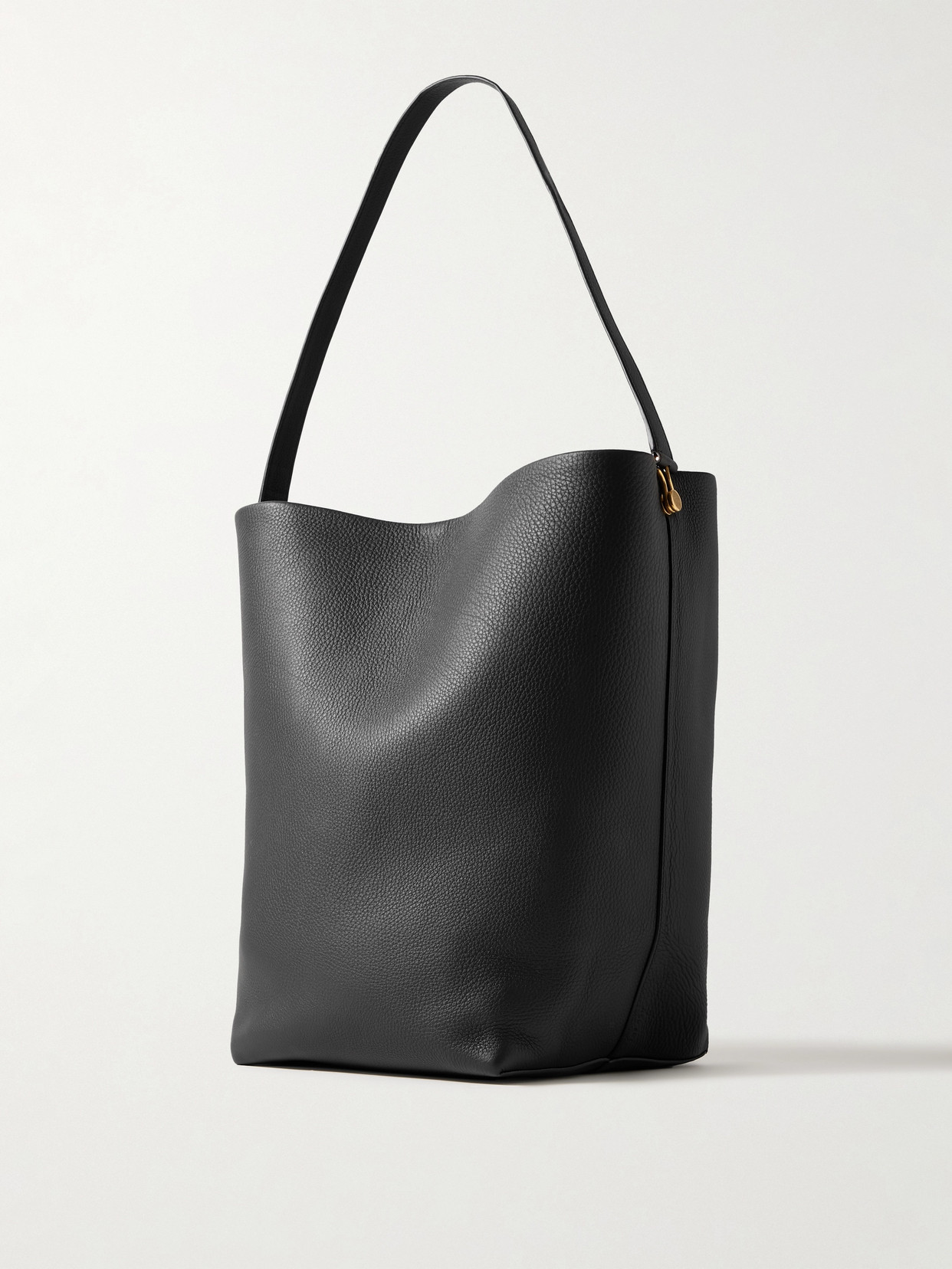 The Row Hook Large Textured-leather Tote In Black