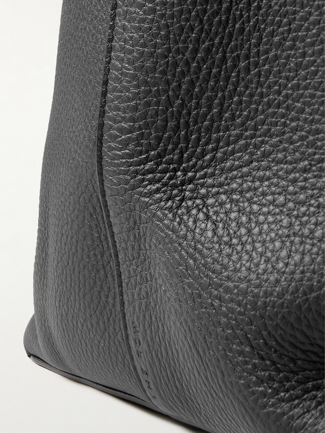 The Row Hook Large Textured-leather Tote In Black