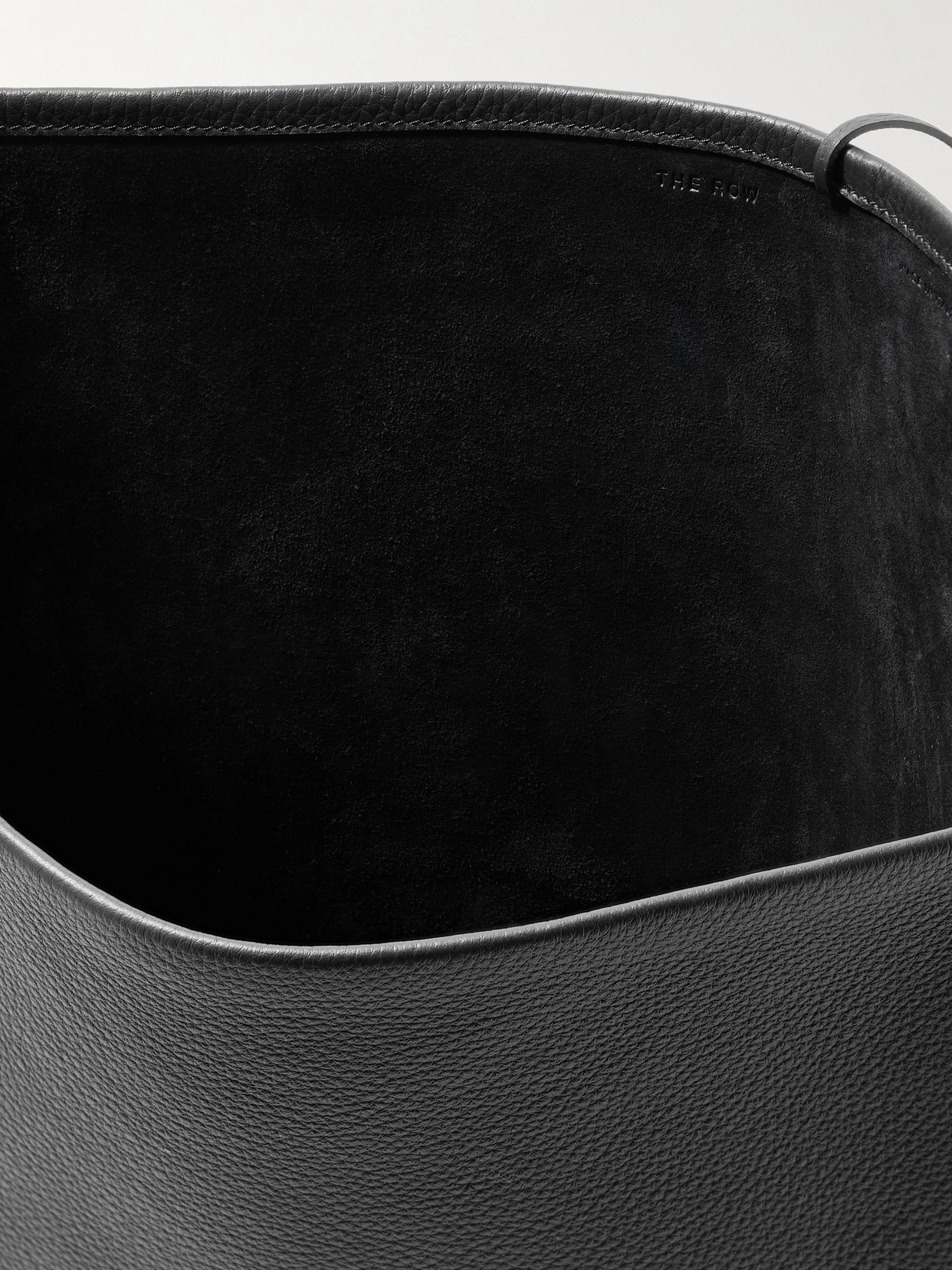 The Row Hook Large Textured-leather Tote In Black