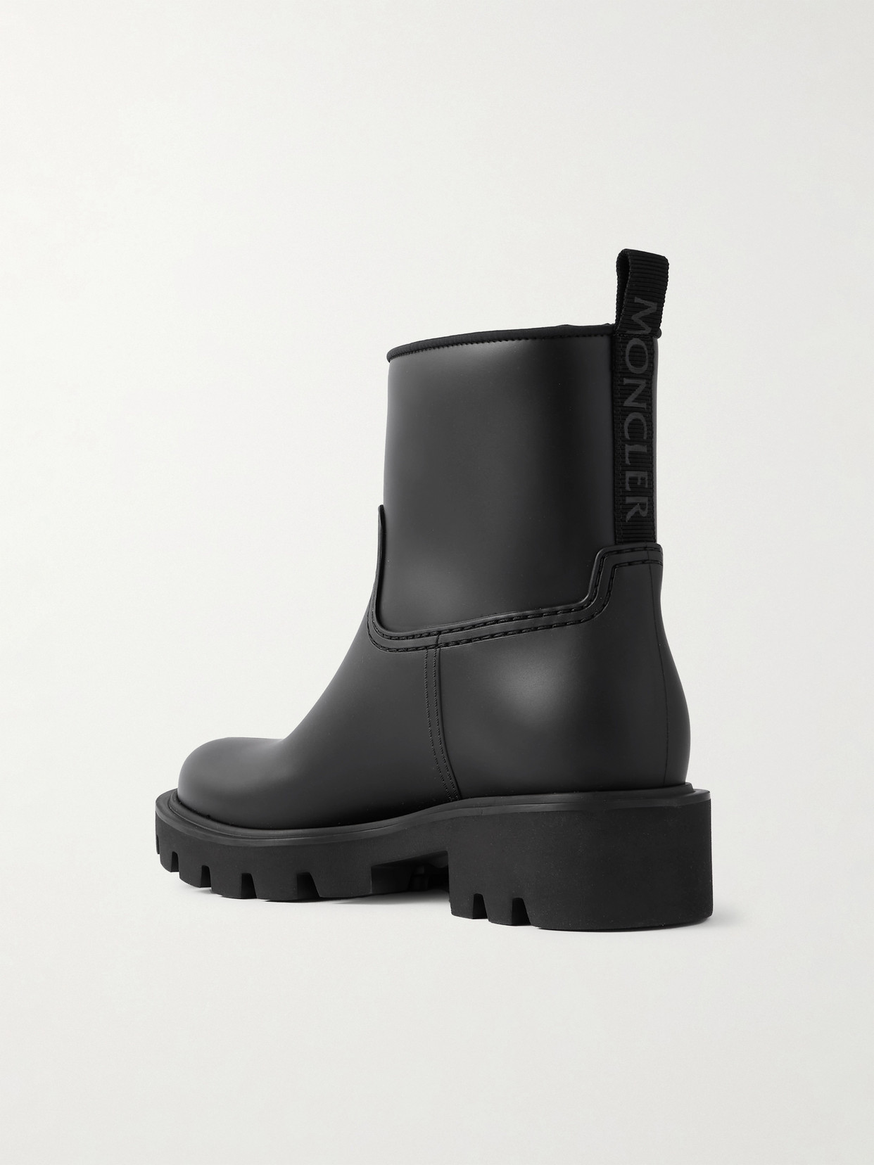 Shop Moncler Kickstream Leather And Shell Ankle Boots In Black