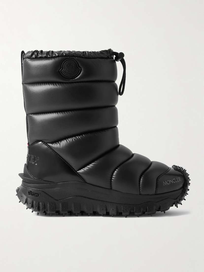Moncler Trailgrip Appliquéd Quilted Padded Glossed Leather-trimmed Shell Snow Boots