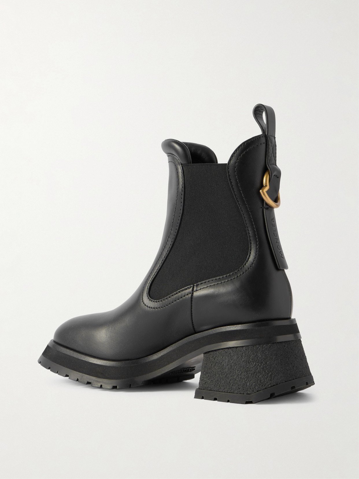 Moncler Gigi Embellished Leather Chelsea Boots In Black