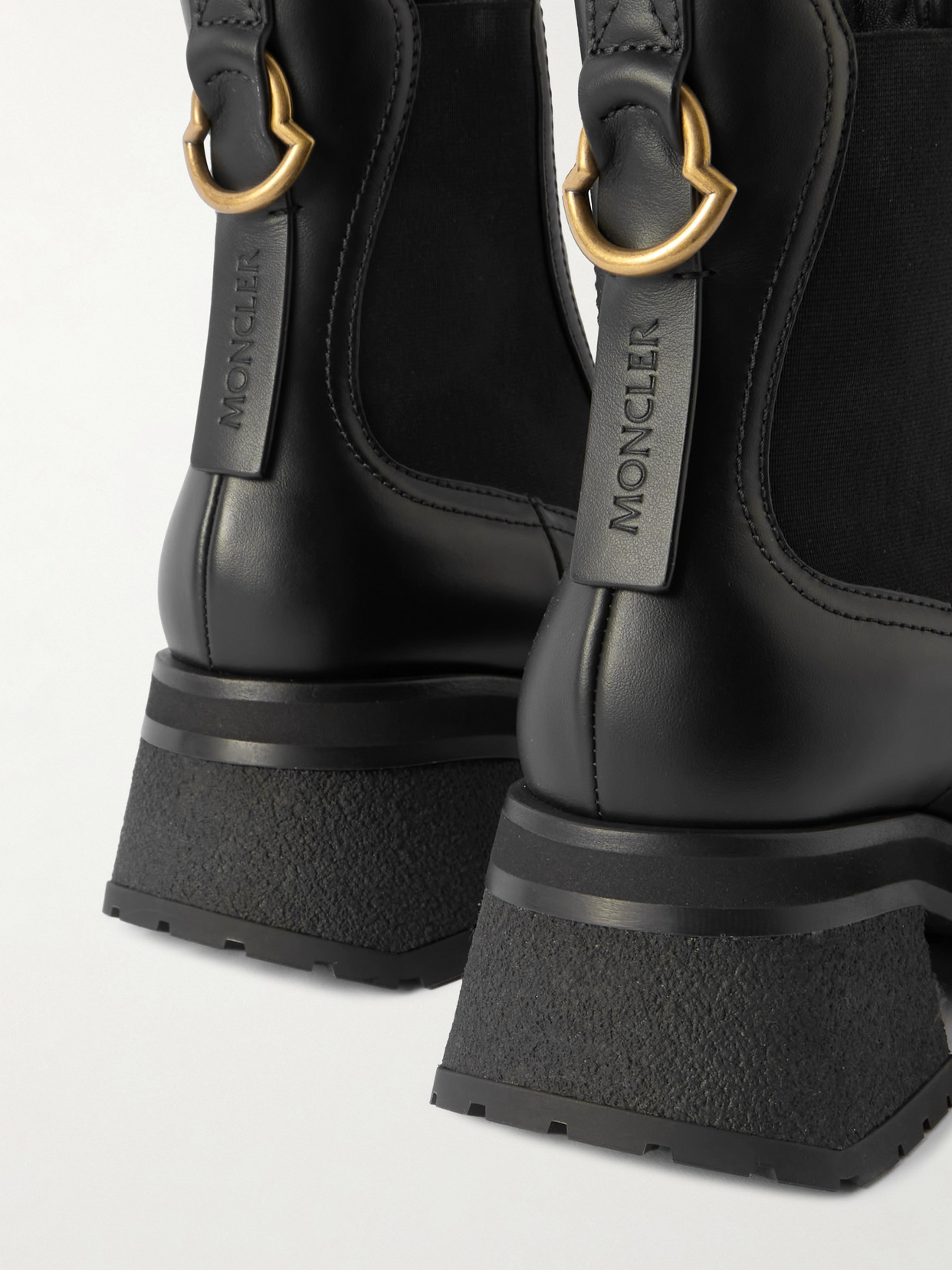 Moncler Gigi Embellished Leather Chelsea Boots In Black
