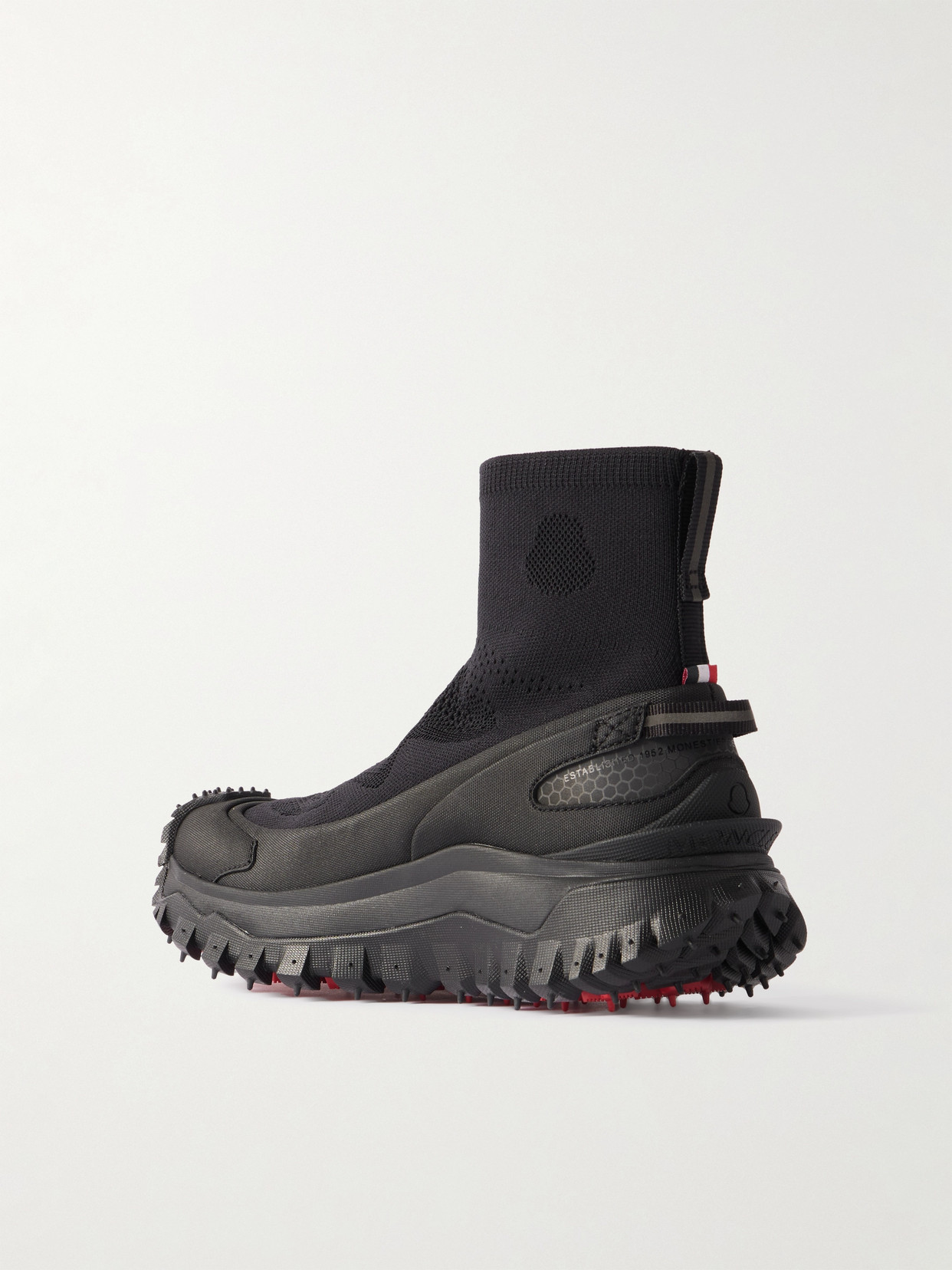 Moncler Trailgrip Stretch Knit High-top Sneakers In Black