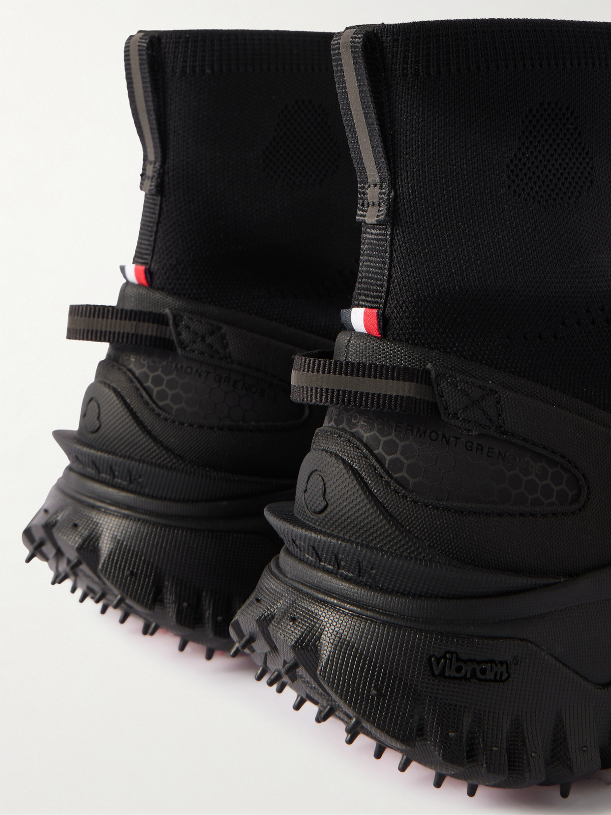 Moncler Trailgrip Stretch Knit High-top Sneakers In Black