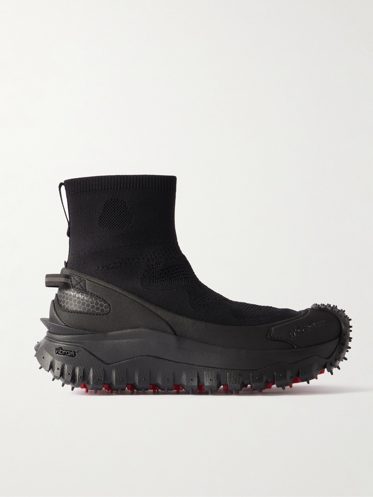 Moncler Trailgrip Stretch Knit High-top Sneakers In Black