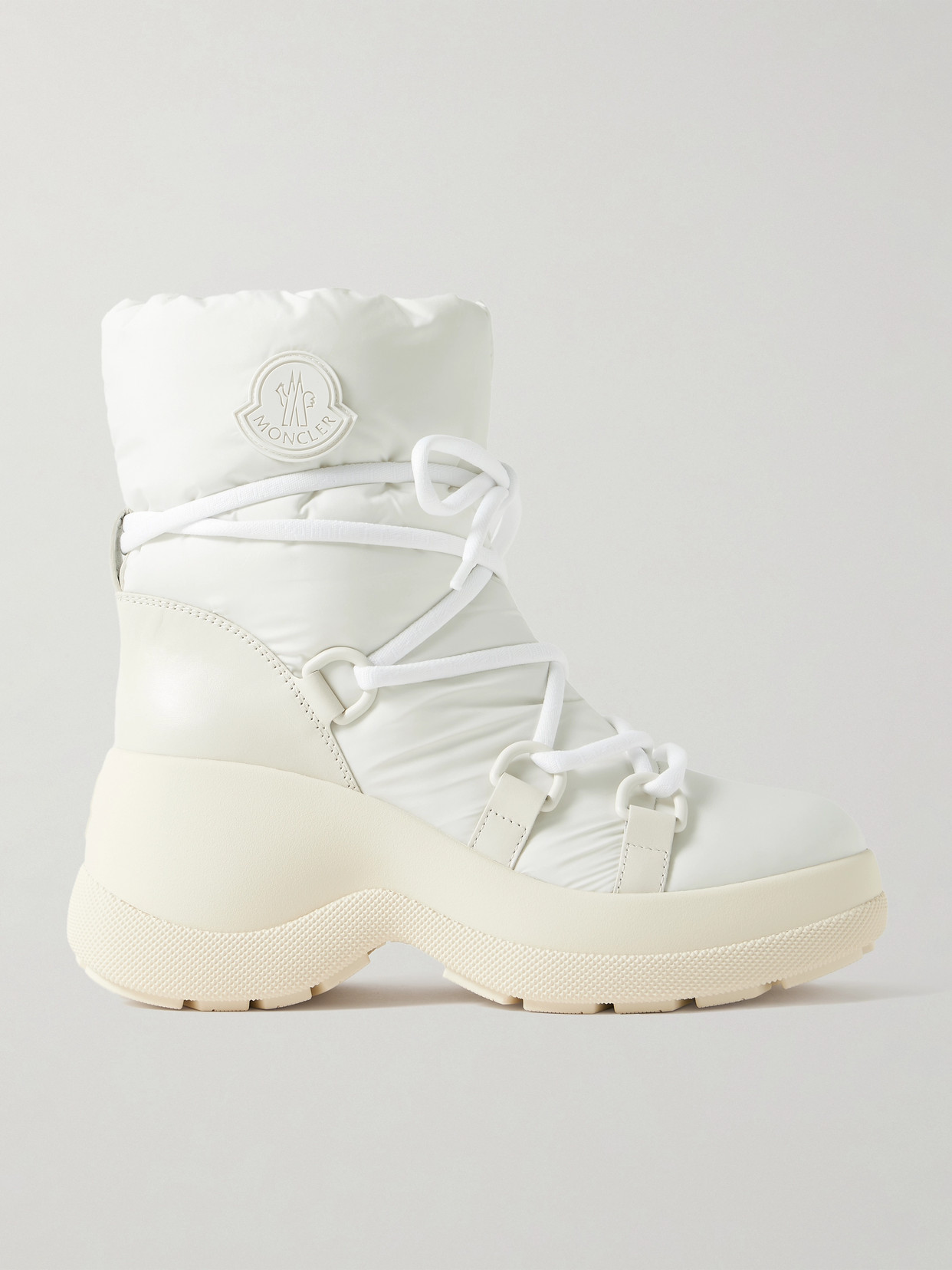 MONCLER RESILE RUBBER AND LEATHER-TRIMMED SHELL ANKLE BOOTS