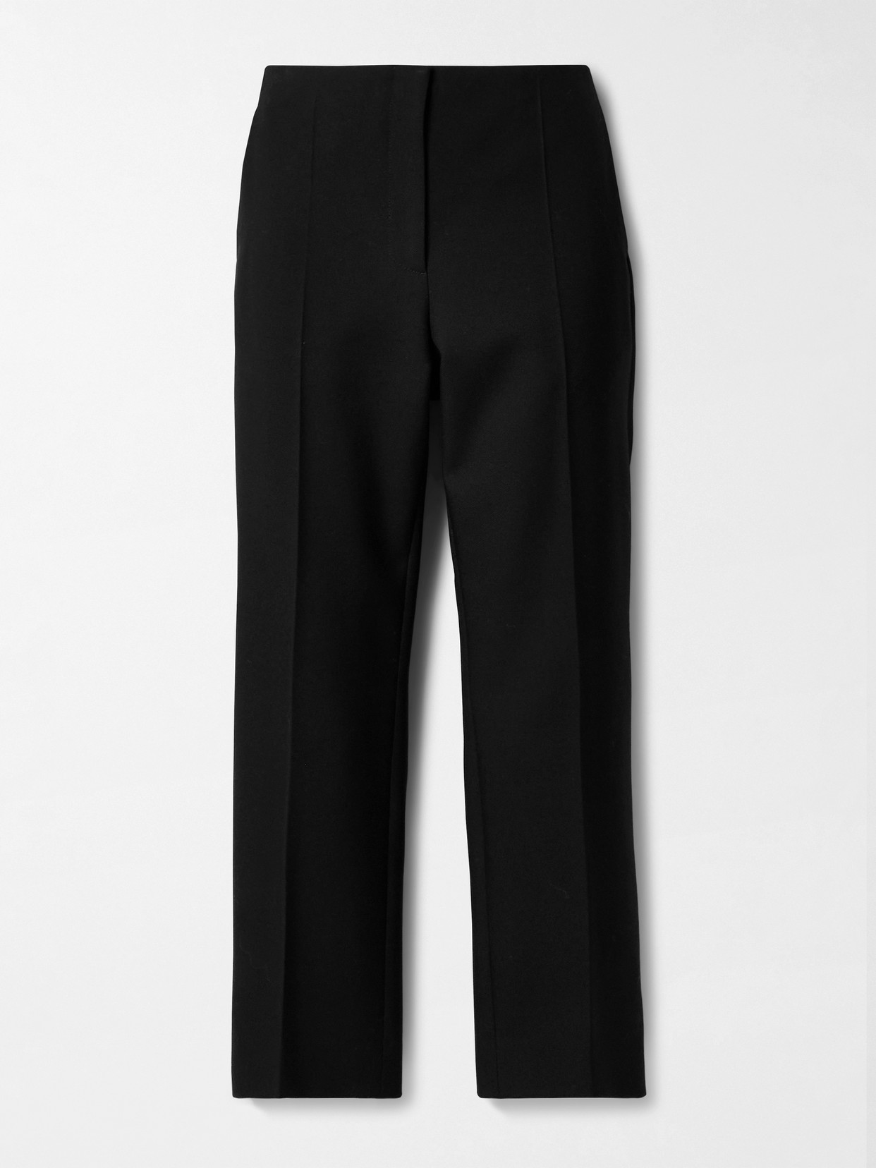 The Row Etoile Cropped Wool And Silk-blend Twill Straight-leg Trousers In Black