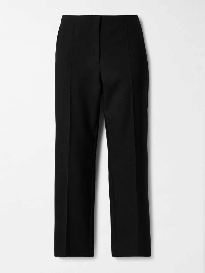 The Row Etoile Cropped Wool And Silk-blend Twill Straight-leg Pants
