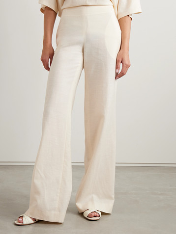 The Row Foulard wool, silk and linen-blend wide-leg pants