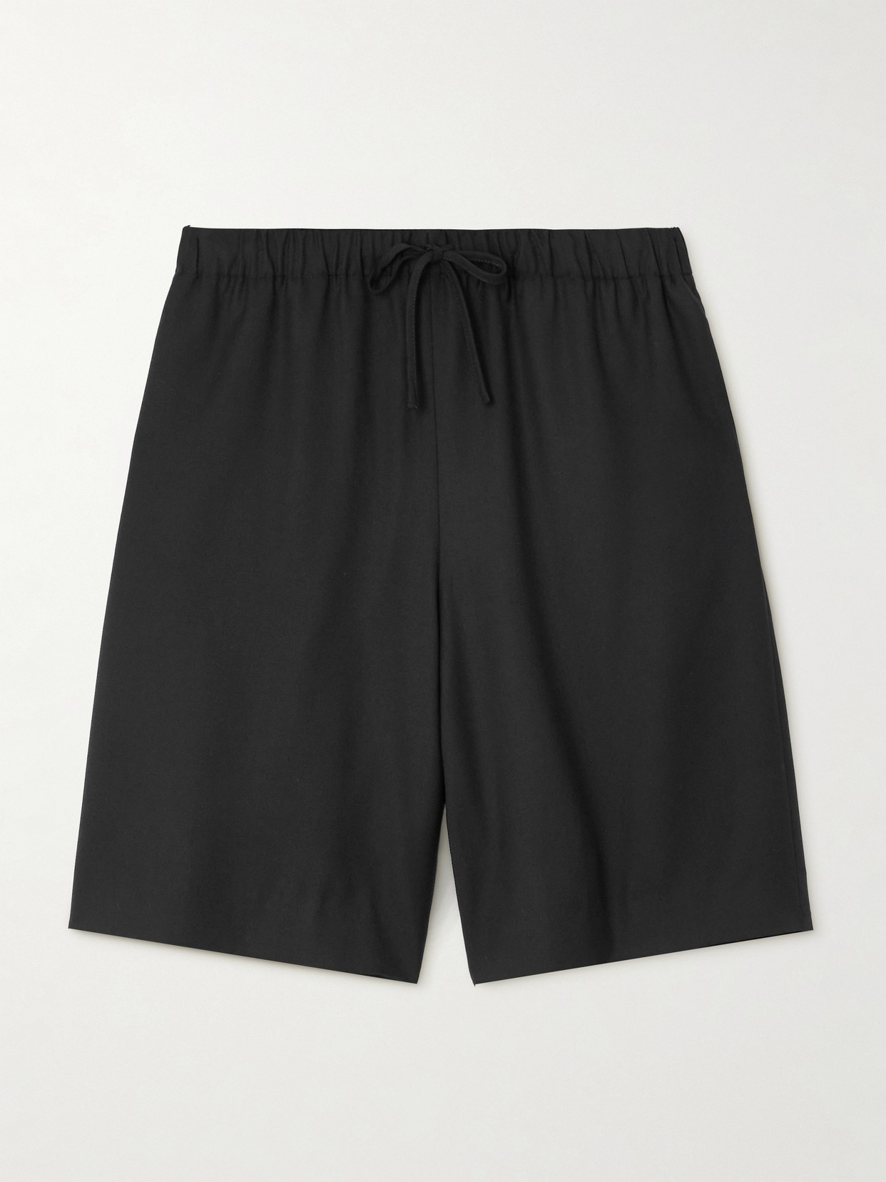 The Row Stanton Wool-twill Wide-leg Shorts In Black