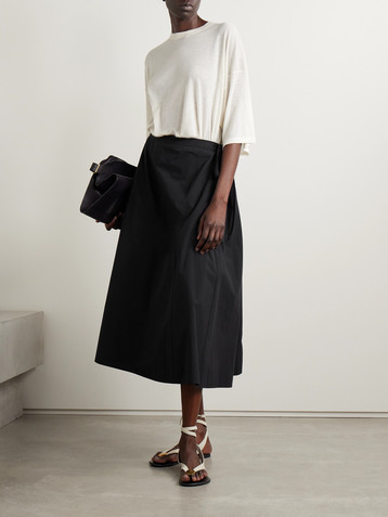 The Row Fleur pleated cotton-poplin midi skirt