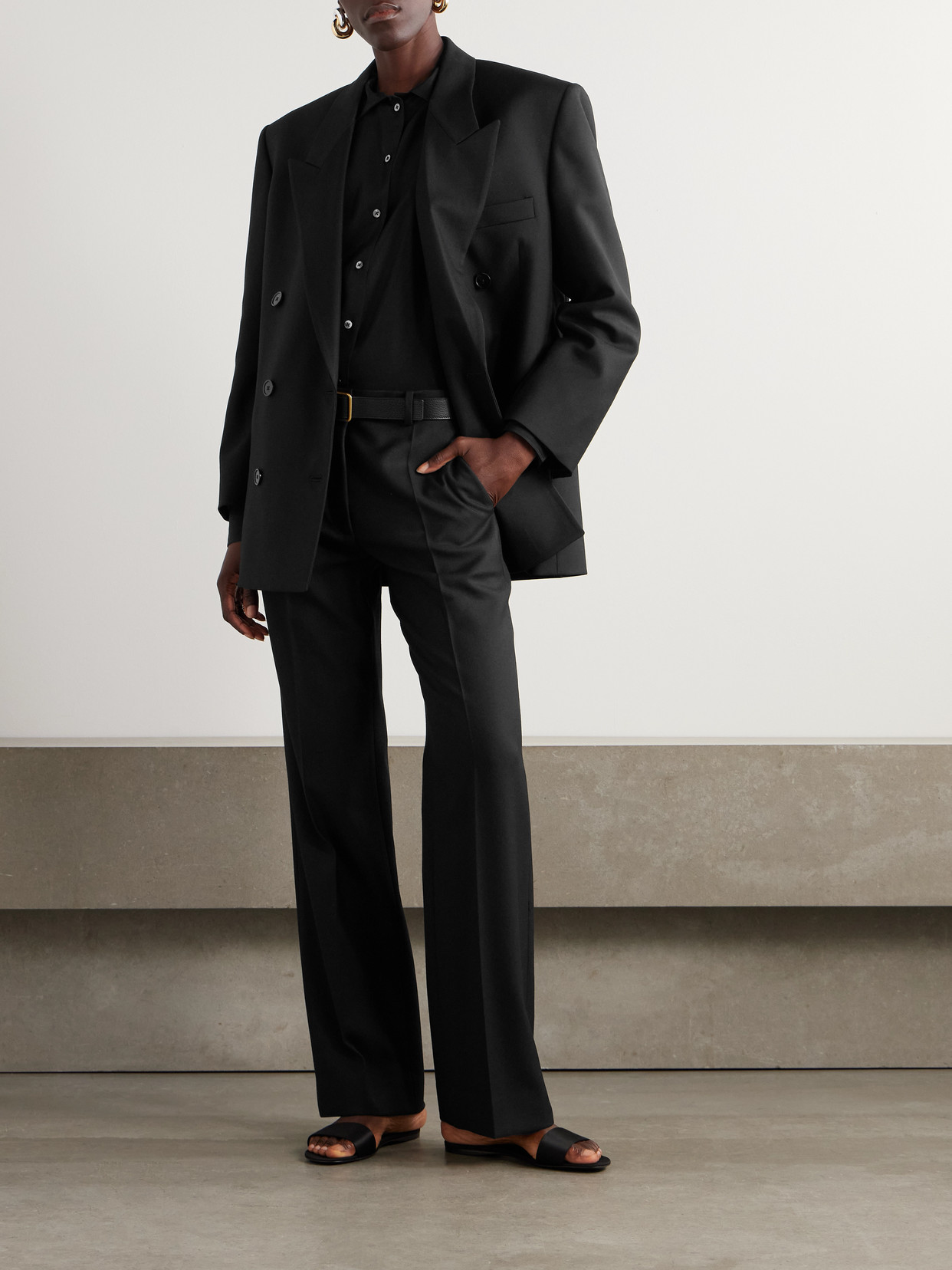 The Row Timoty Double-breasted Wool-twill Blazer In Black