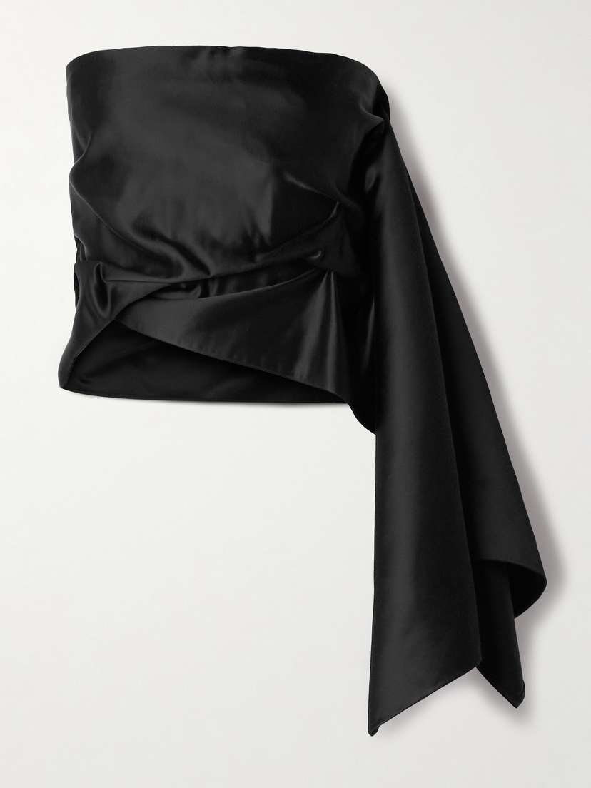 The Row Nana Strapless Draped Satin Top